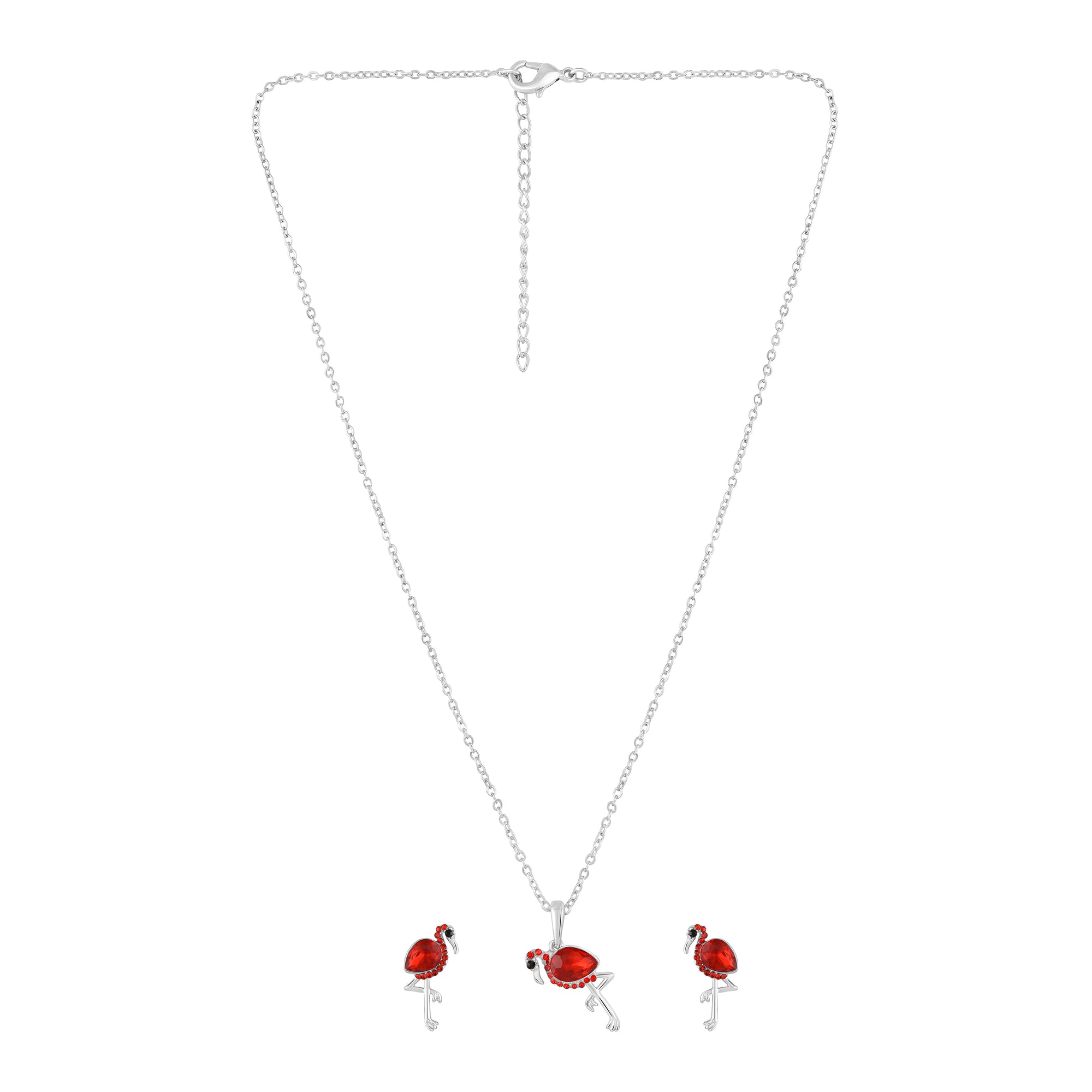 Trendy Swan-Shaped Red Pendant Set