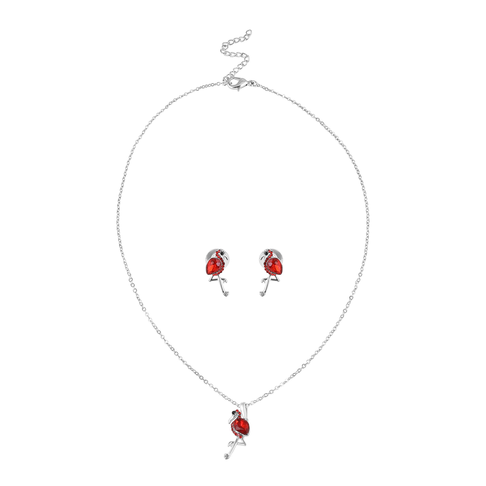 Trendy Swan-Shaped Red Pendant Set