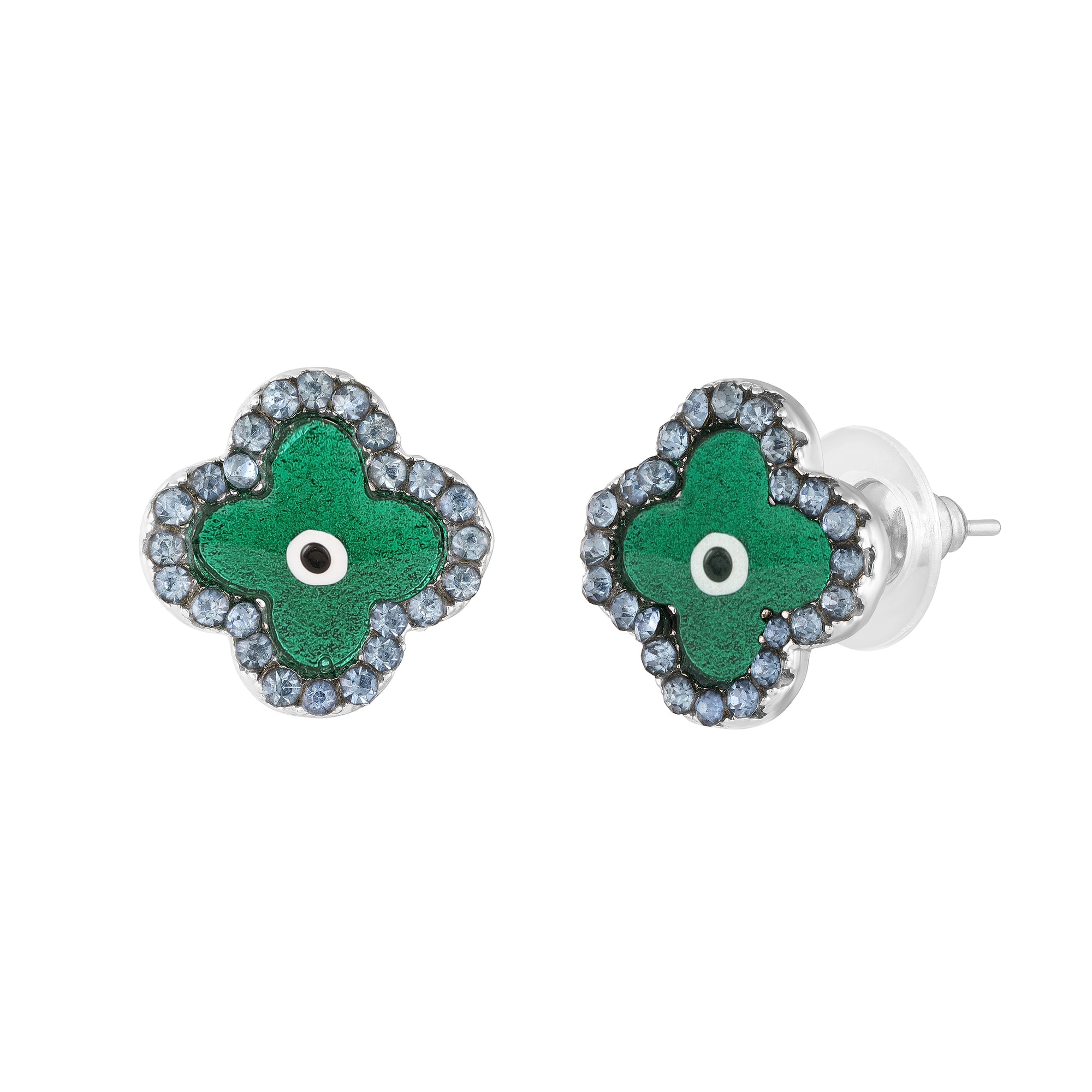 Green Floral Evil Eye Meenakari Work Pendant Set