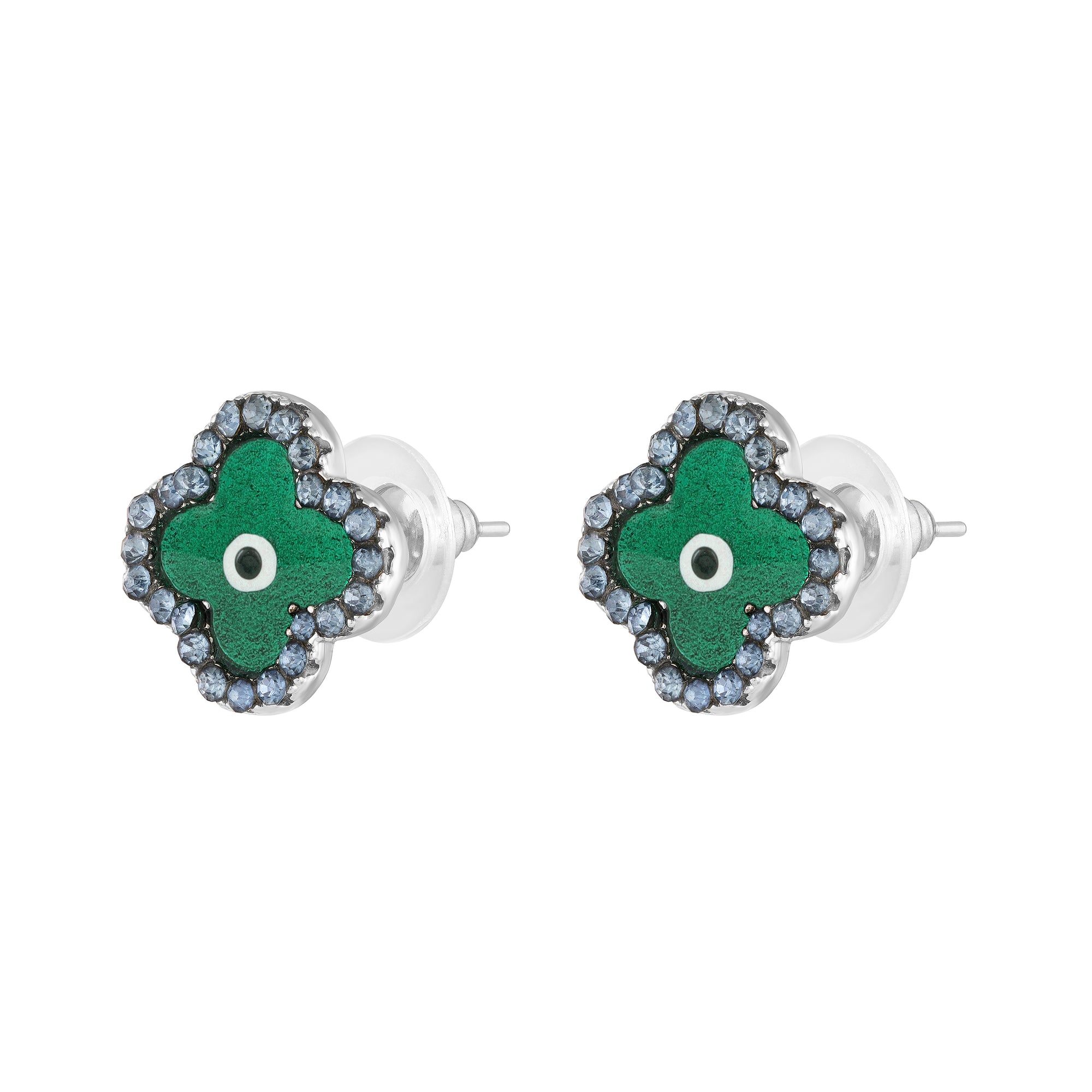 Green Floral Evil Eye Meenakari Work Pendant Set