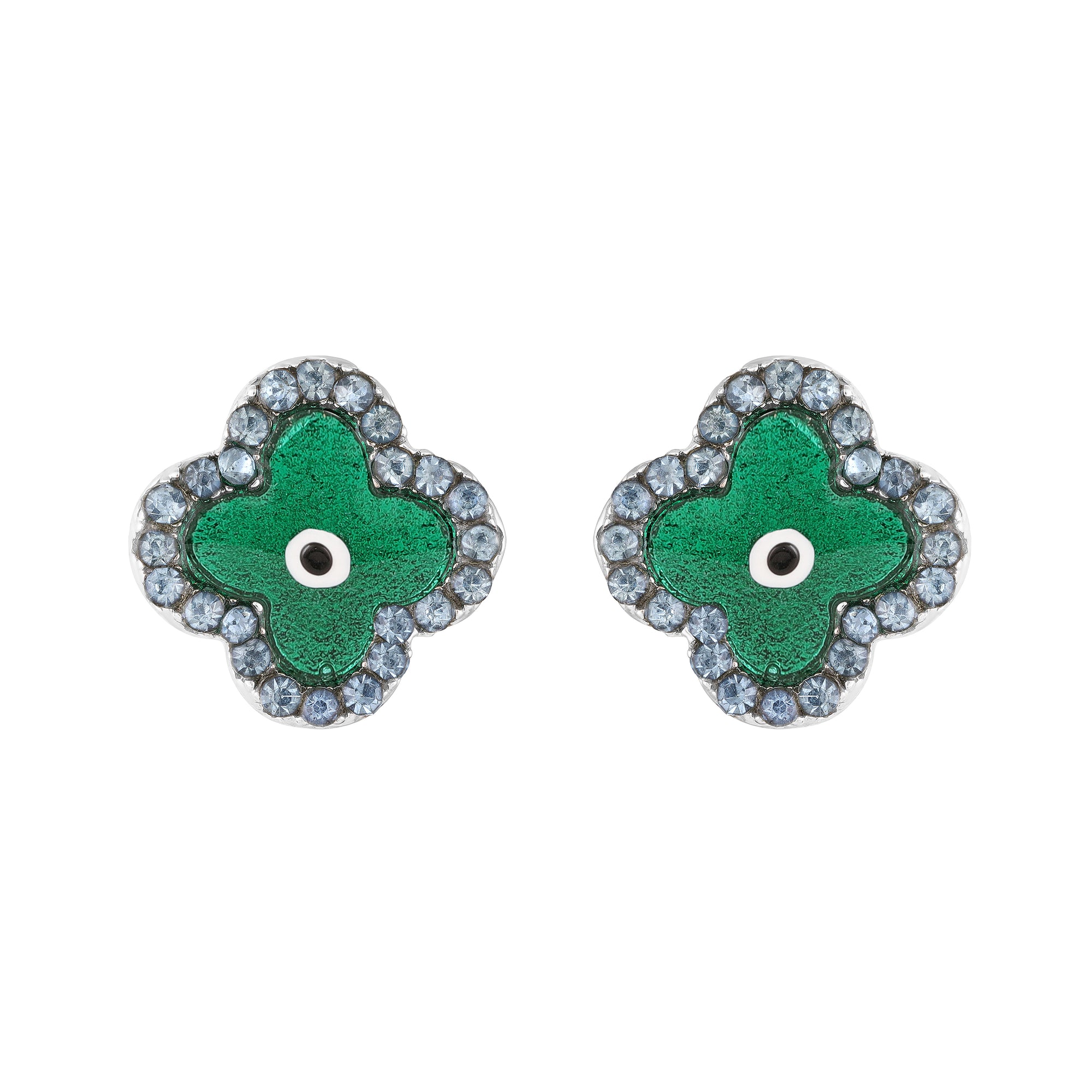 Green Floral Evil Eye Meenakari Work Pendant Set