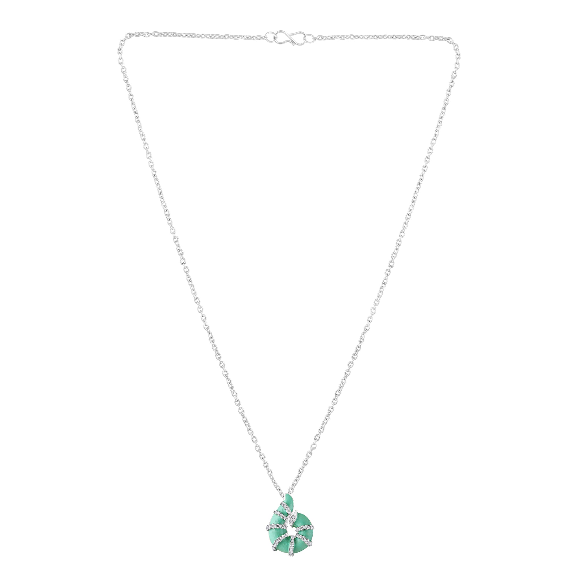 Red Meenakari Work Shell-Shaped Pendant and Earrings Set with Crystal Accents