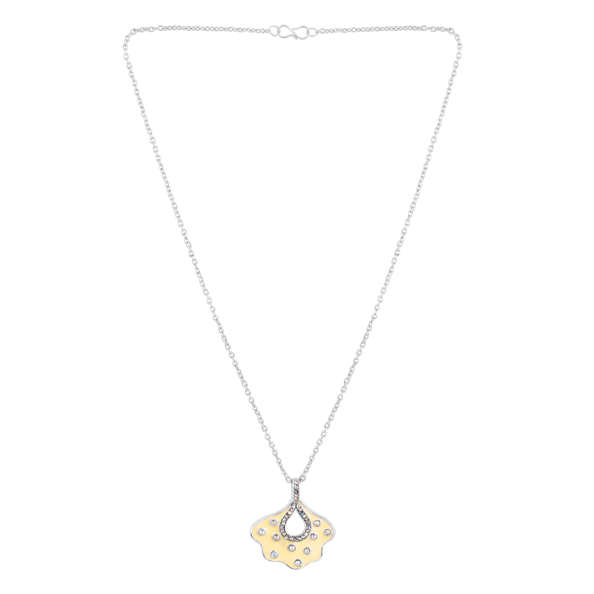 Green Meenakari Work Floral-Fan Shape Pendant Set