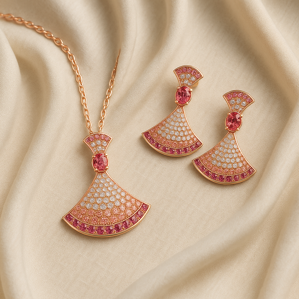 Gradient Big Skirt Pendant Necklace Set