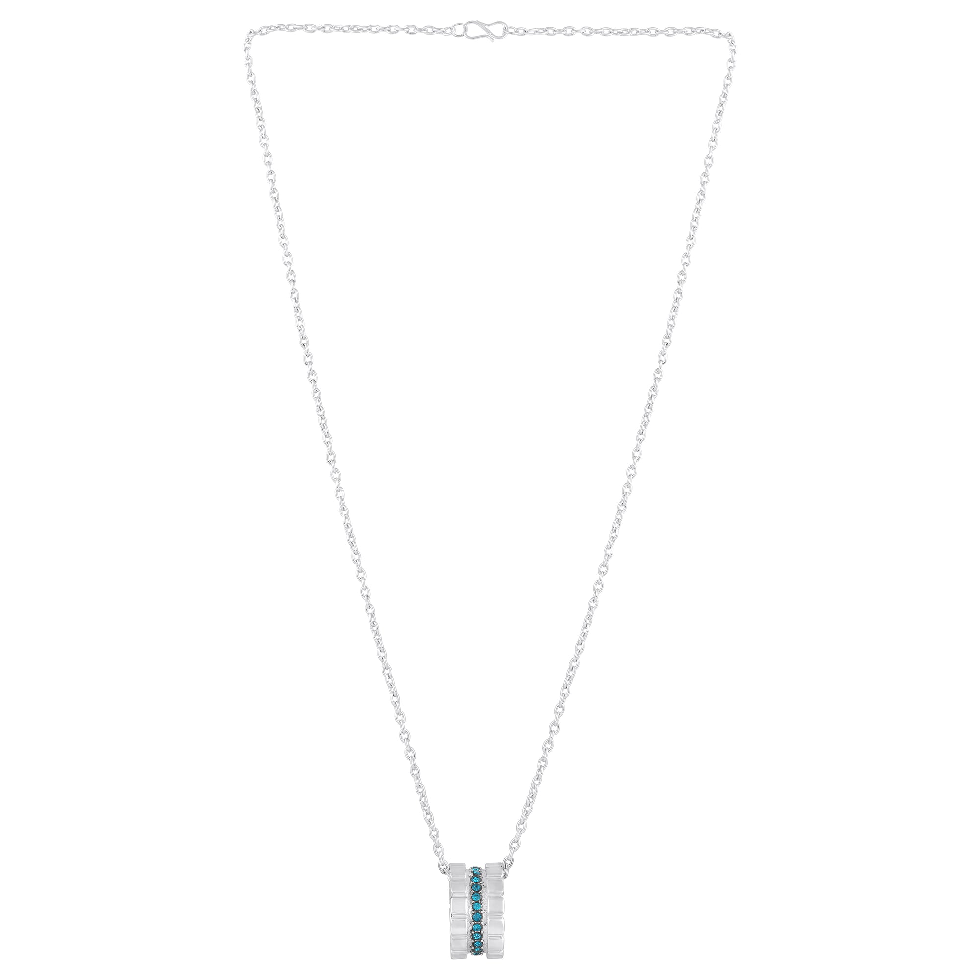 Modern Blue Crystal Band Pendant Set
