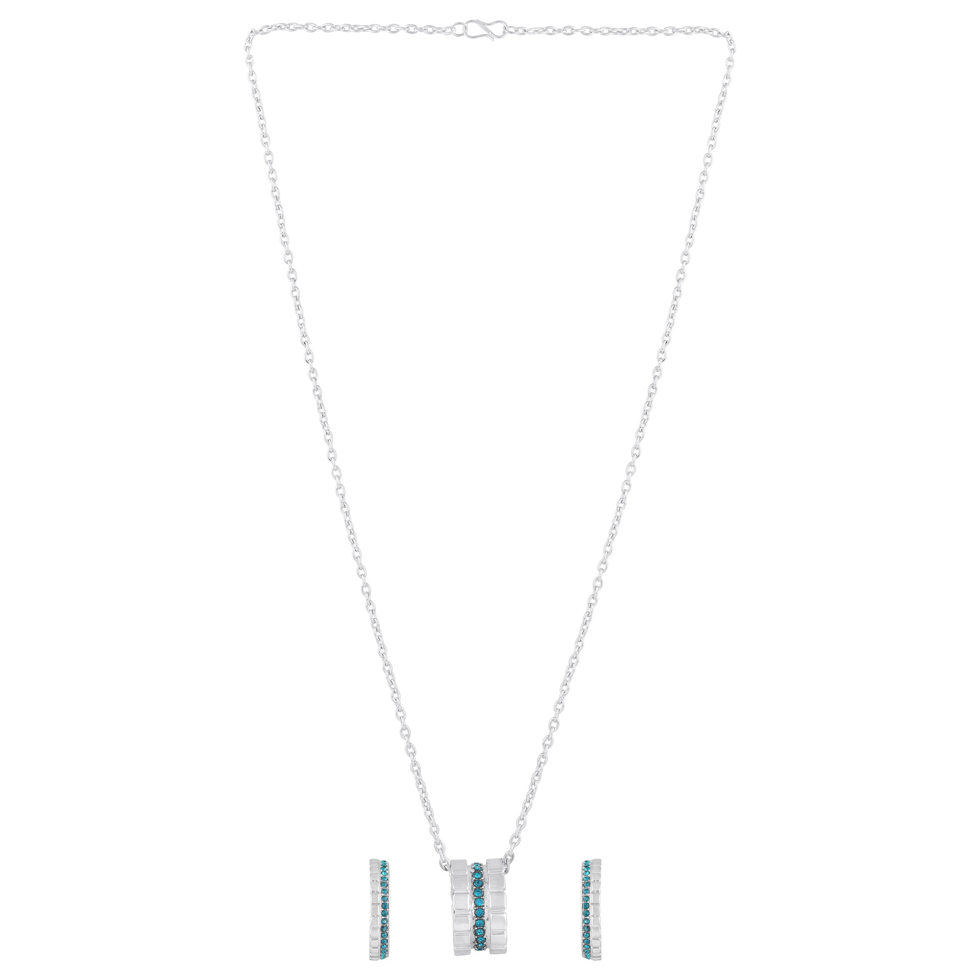 Modern Blue Crystal Band Pendant Set