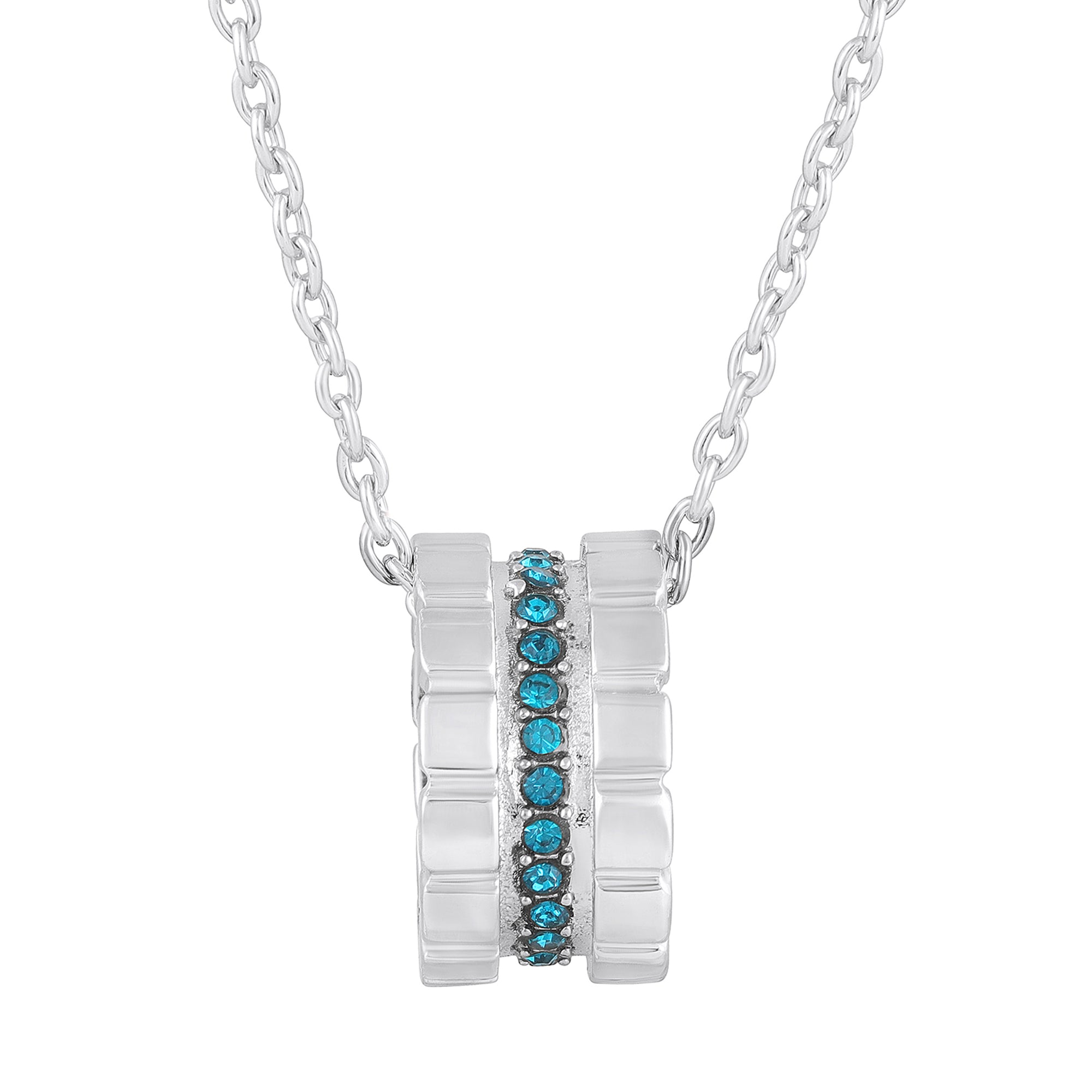 Modern Blue Crystal Band Pendant Set