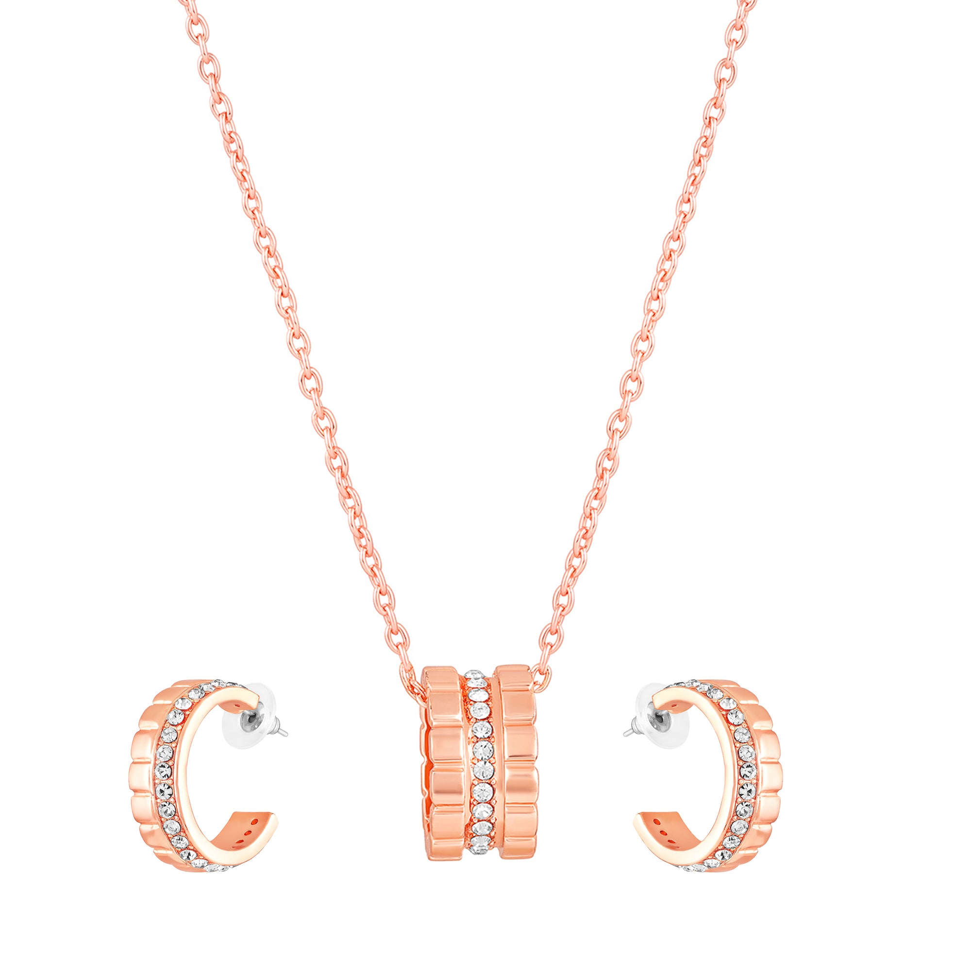 Modern Blue Crystal Band Pendant Set