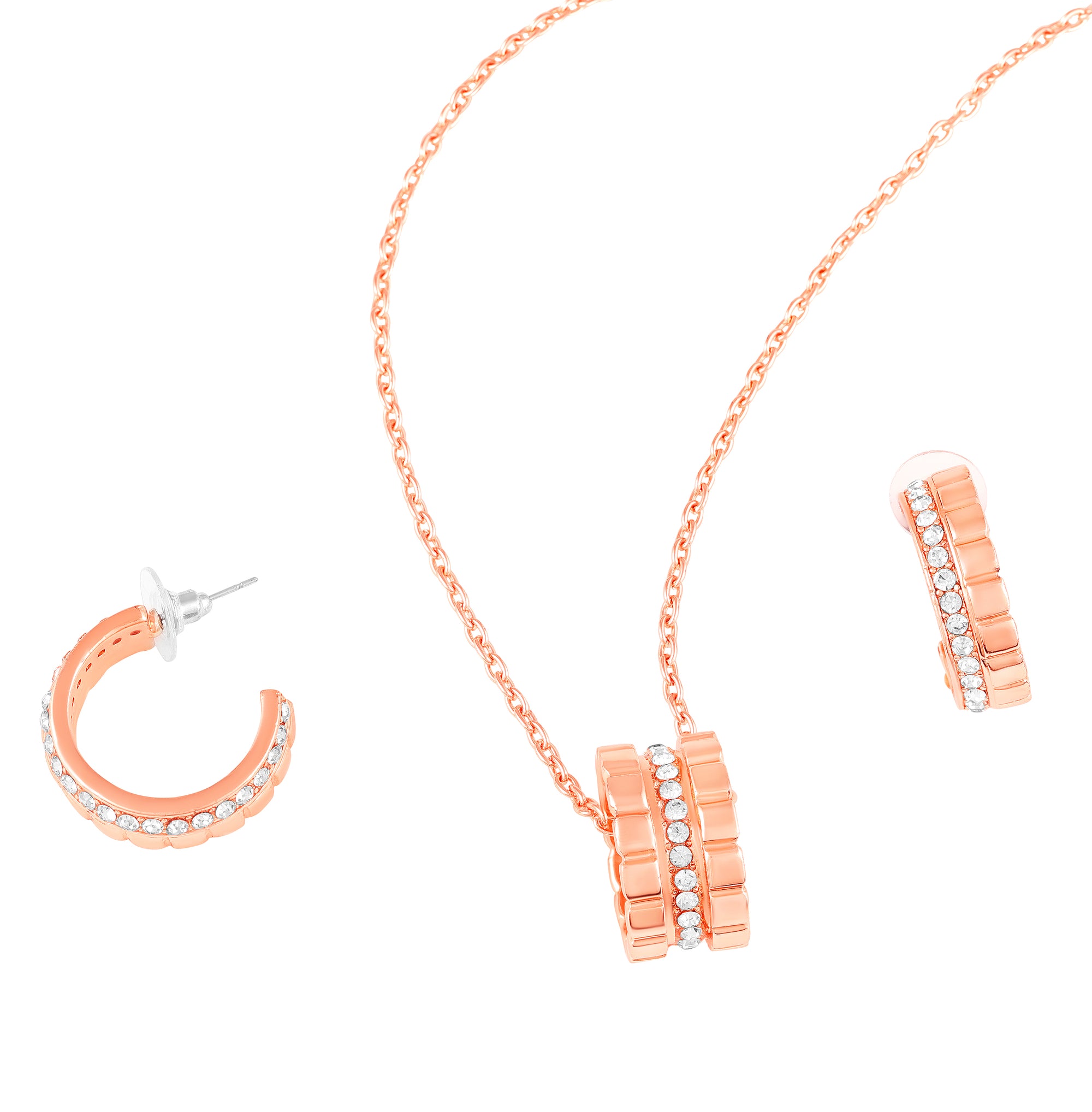 Modern Blue Crystal Band Pendant Set