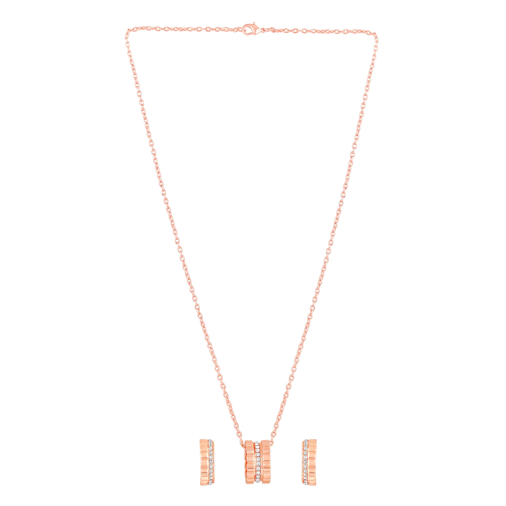 Modern Blue Crystal Band Pendant Set