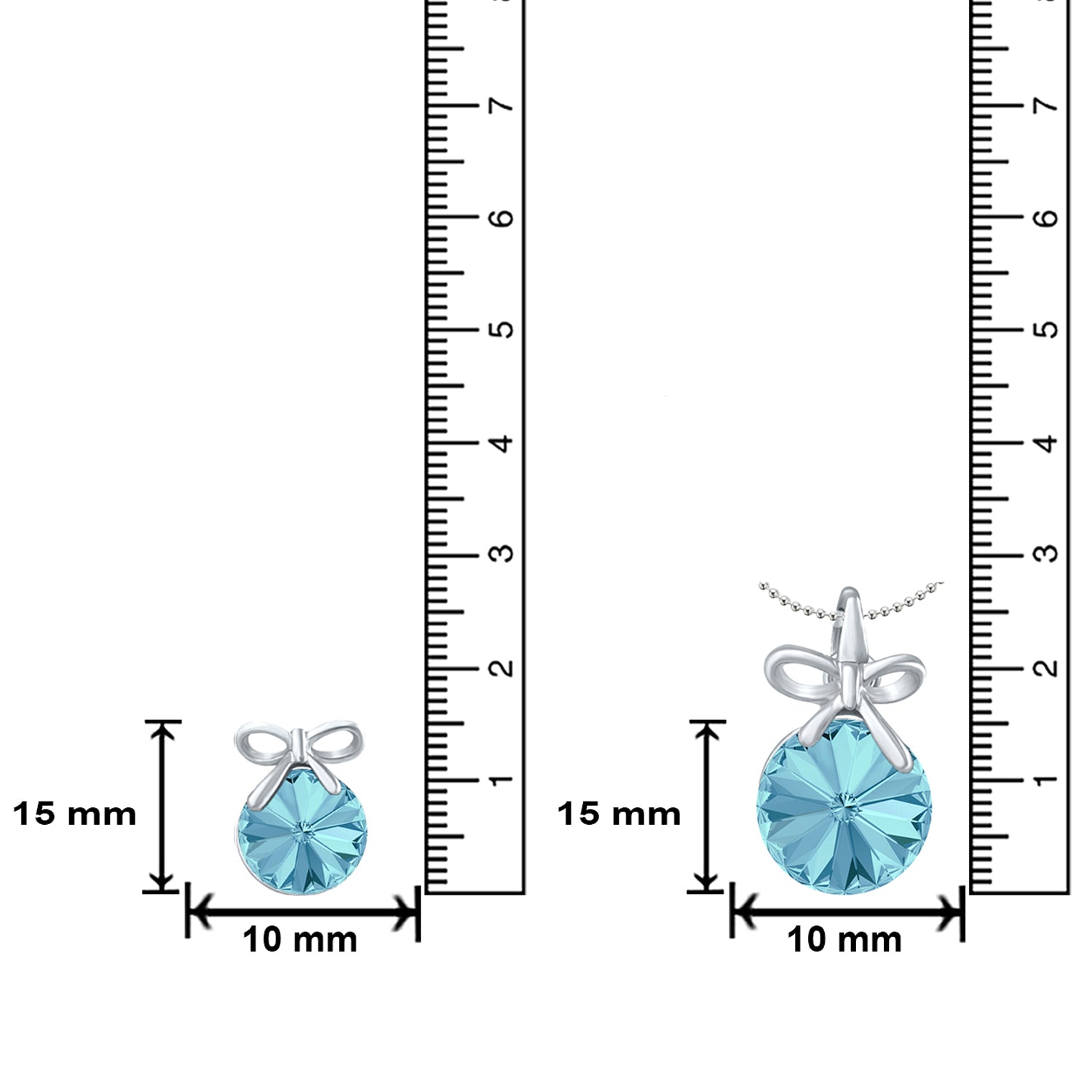 Bow Pendant Set with Aqua Blue Cubic Zirconias