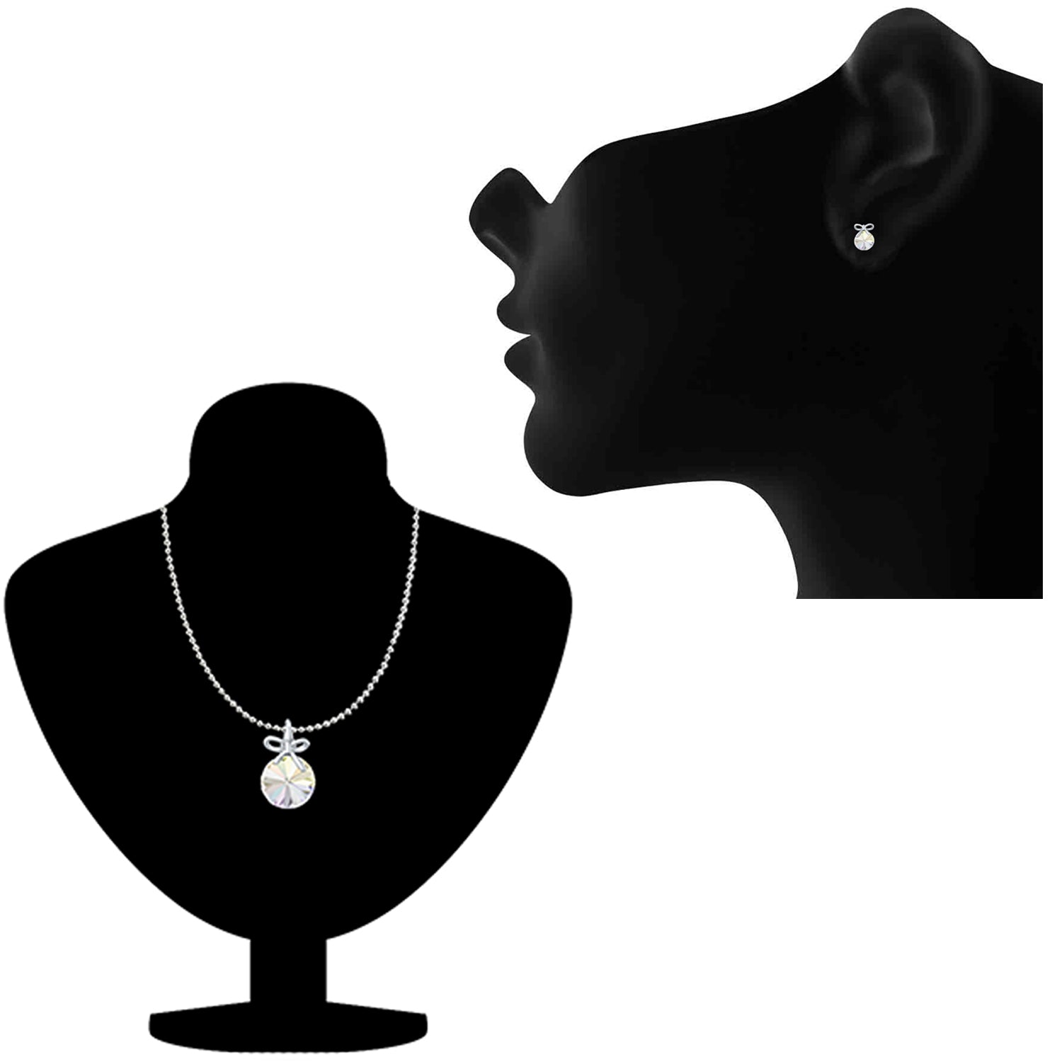 Bow Pendant Set with White AB Cubic Zirconias