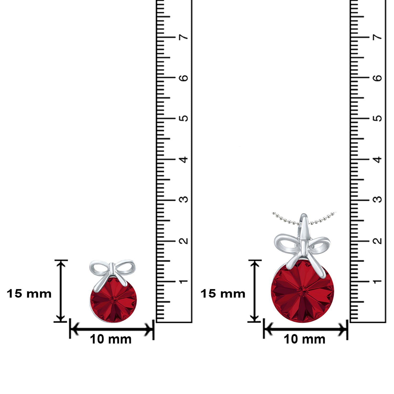 Bow Pendant Set with Light Red Cubic Zirconias