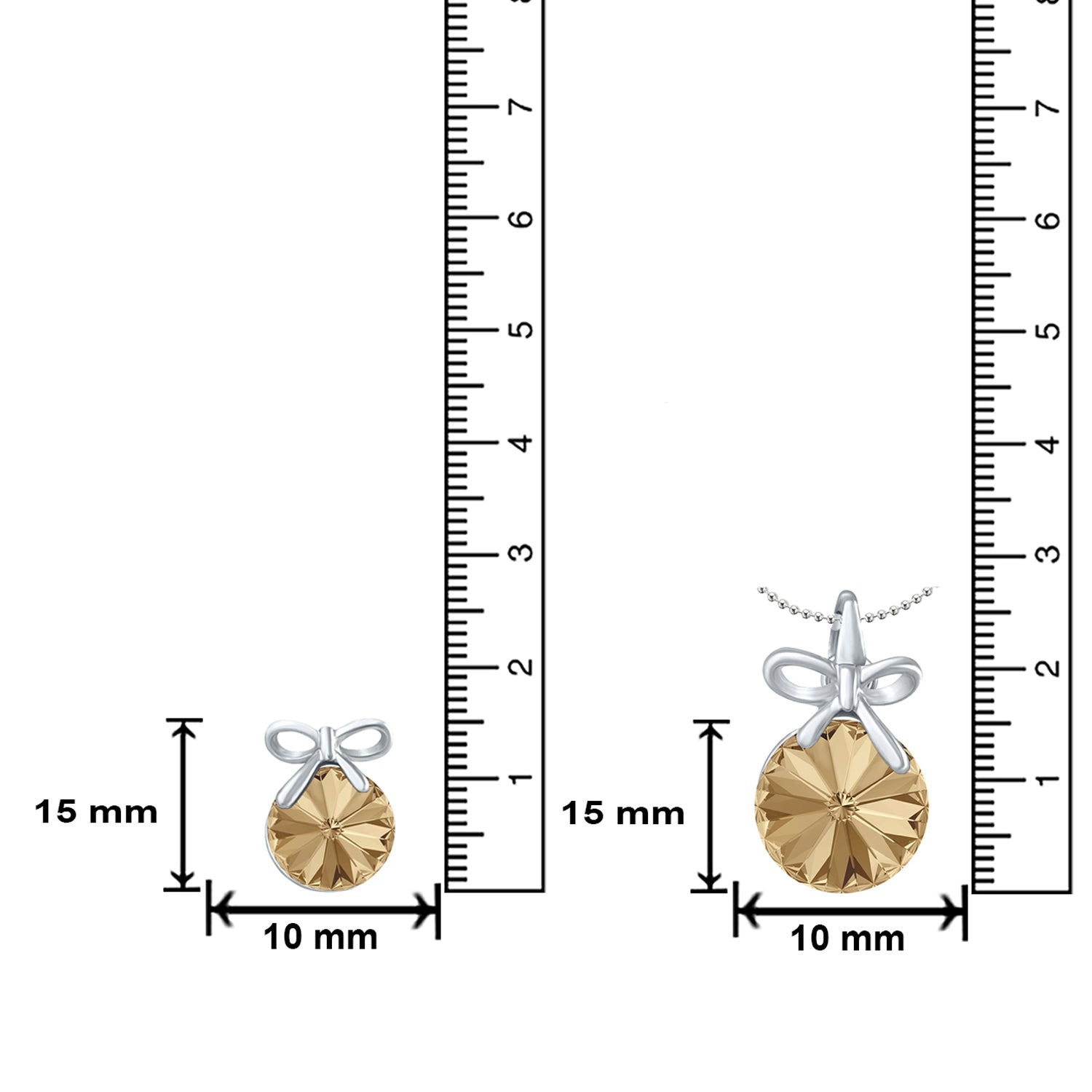 Bow Pendant Set with Brown Cubic Zirconias