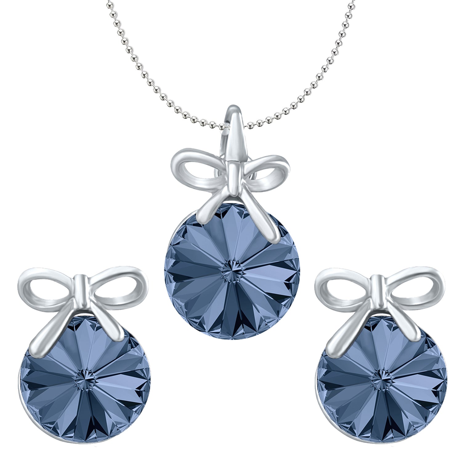 Bow Pendant Set with Montana Blue Cubic Zirconias