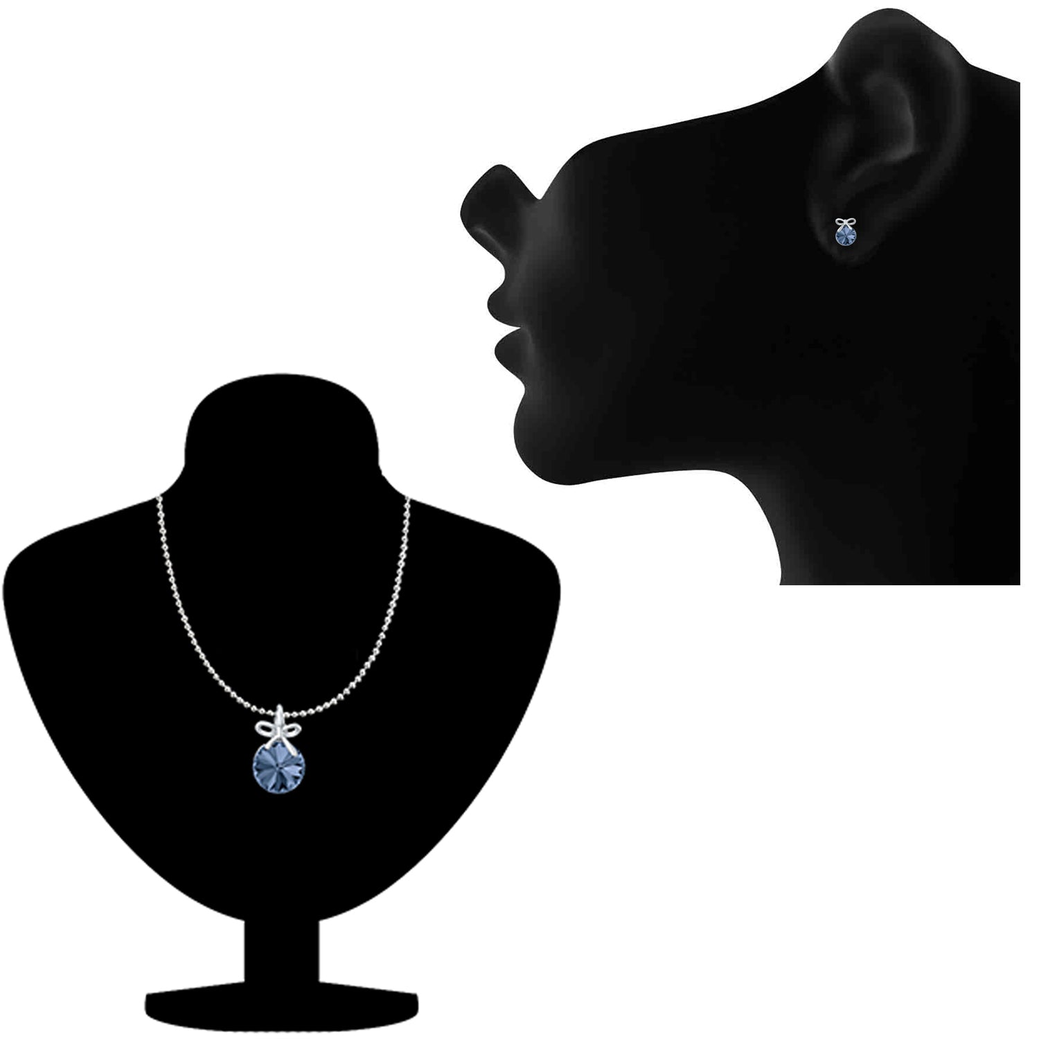 Bow Pendant Set with Montana Blue Cubic Zirconias