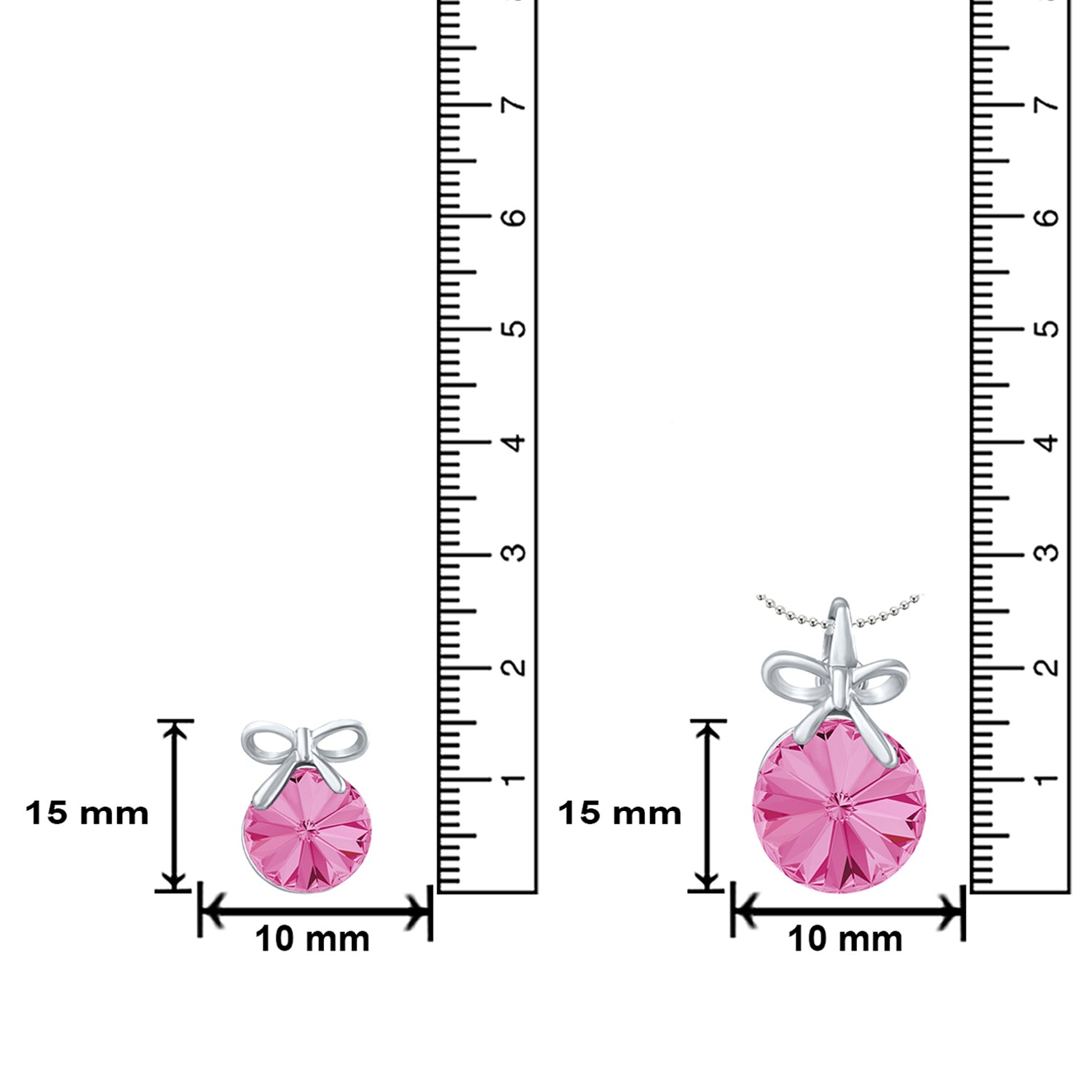 Bow Pendant Set with Rose Pink Cubic Zirconias