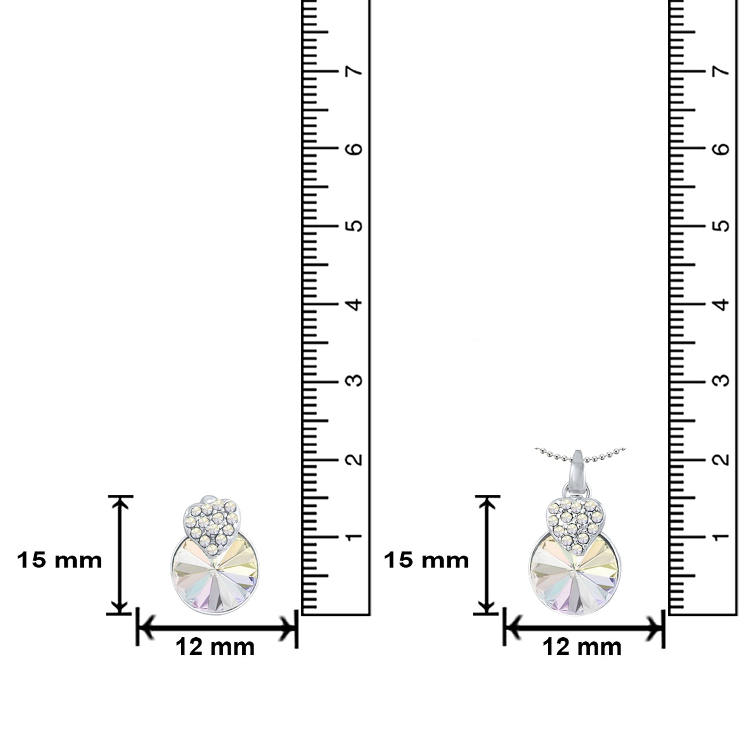 Heart Pendant Set Made with White AB Cubic Zirconias