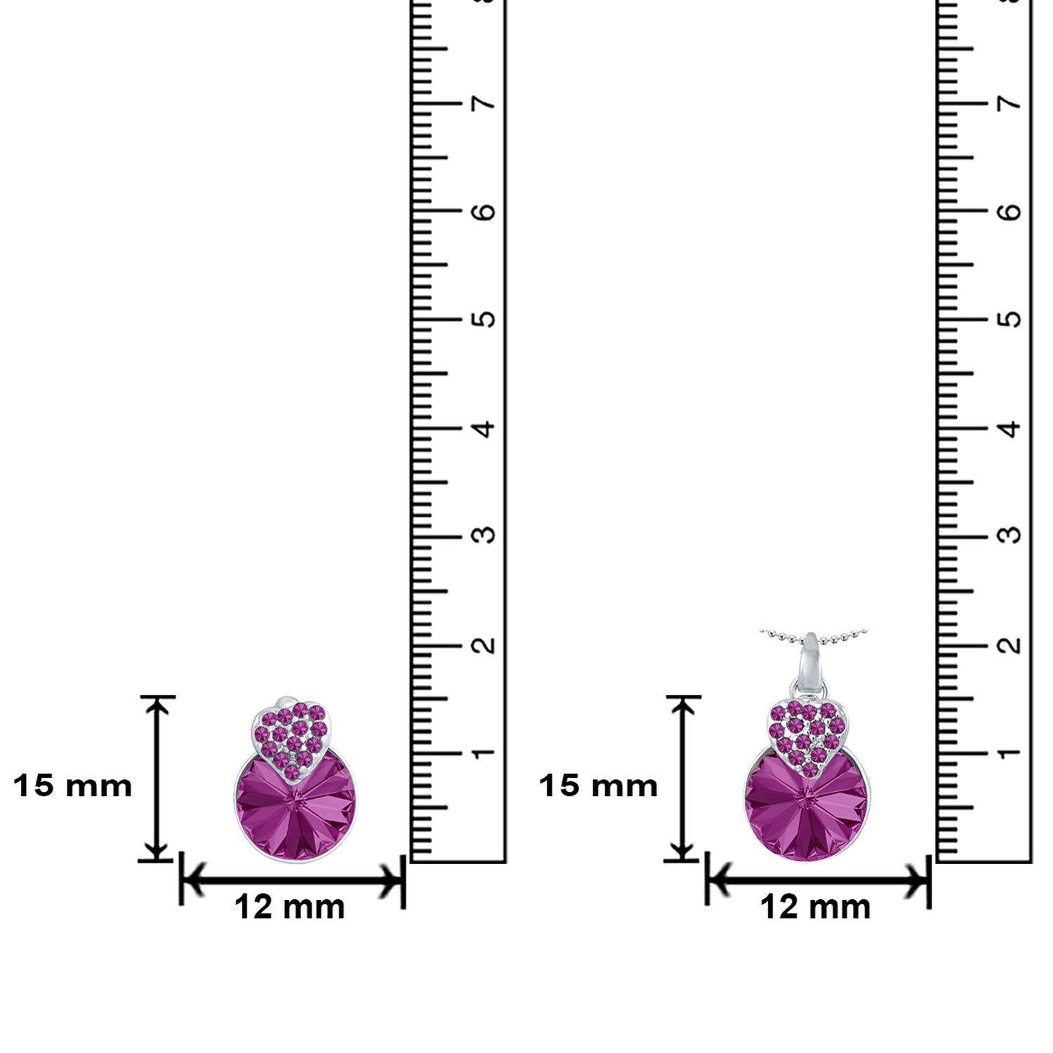 Heart Pendant Set Made with White AB Cubic Zirconias