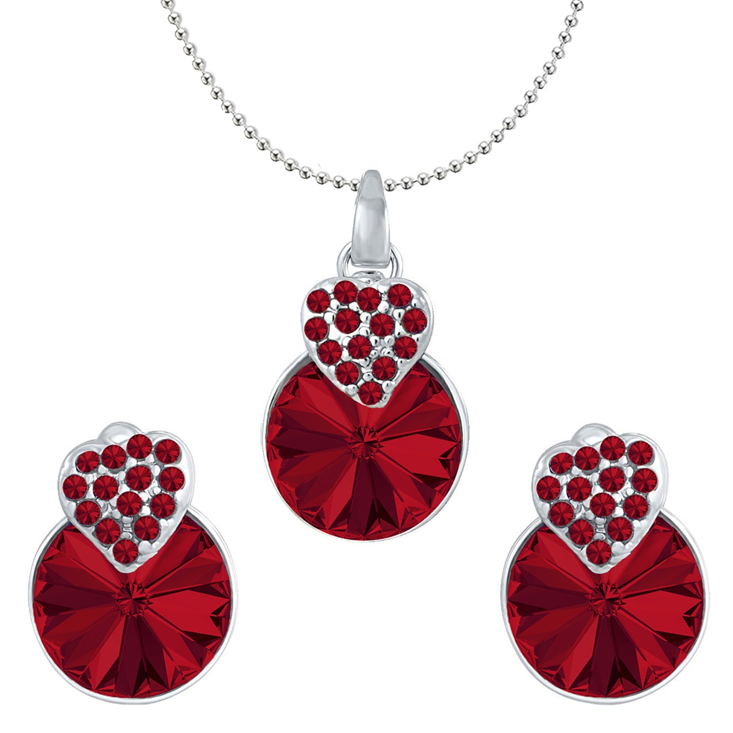 Heart Pendant Set Made with White AB Cubic Zirconias