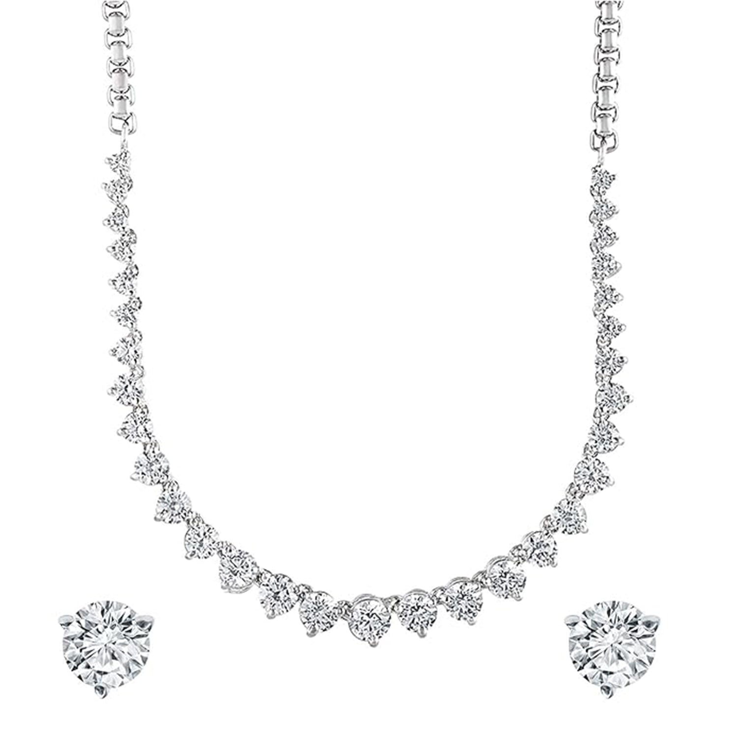 Princess Cut Premium Cubic Zirconia CZ Valentine Choker Necklace Set