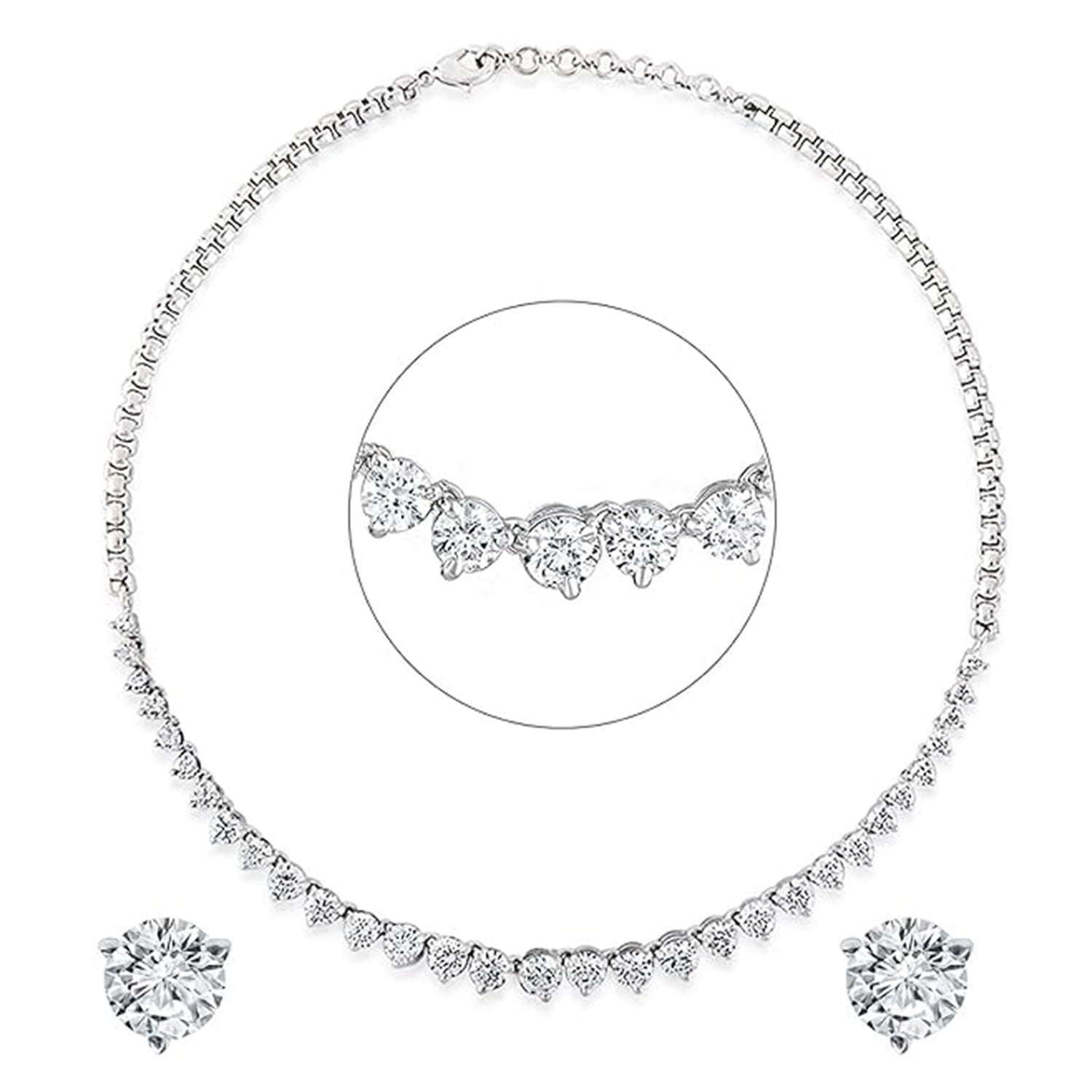 Princess Cut Premium Cubic Zirconia CZ Valentine Choker Necklace Set