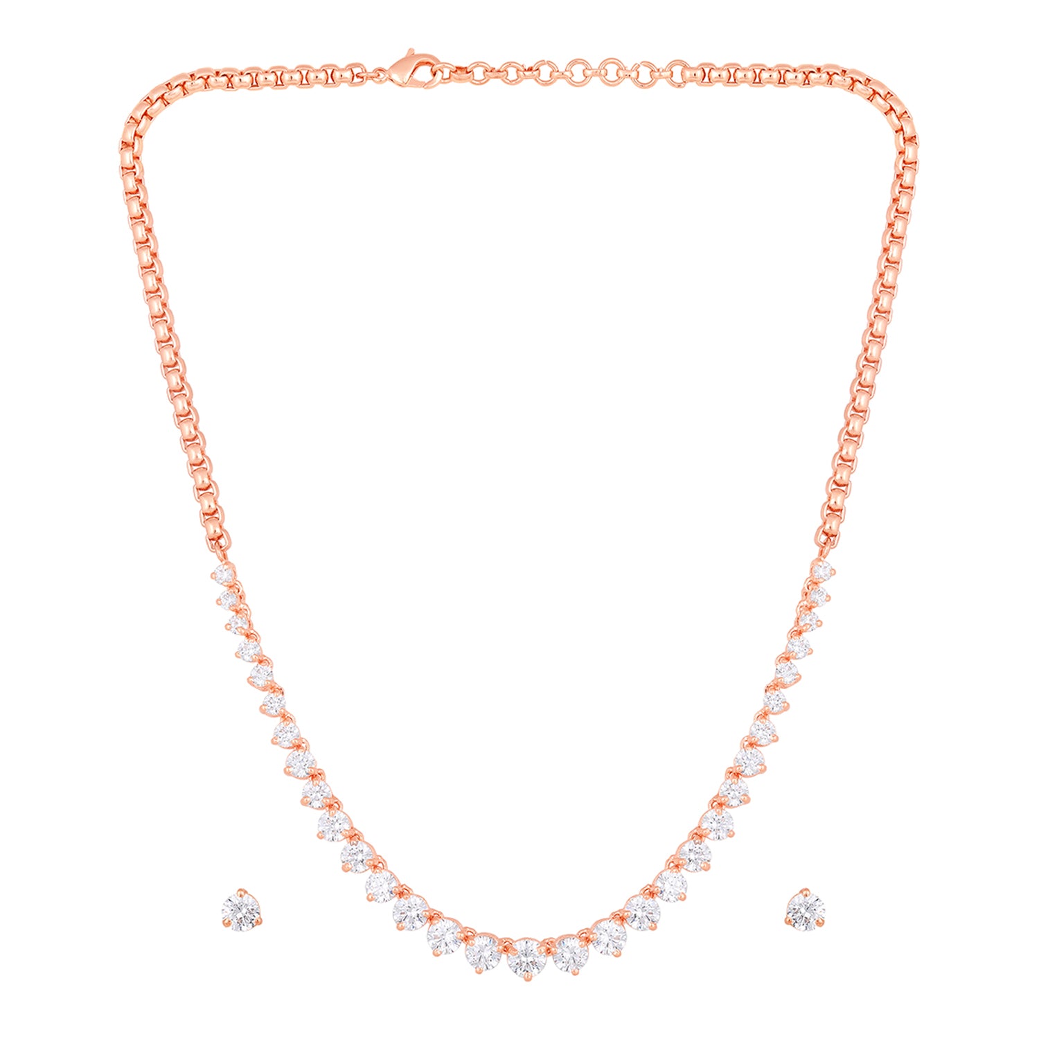 Princess Cut Premium Cubic Zirconia CZ Valentine Choker Necklace Set