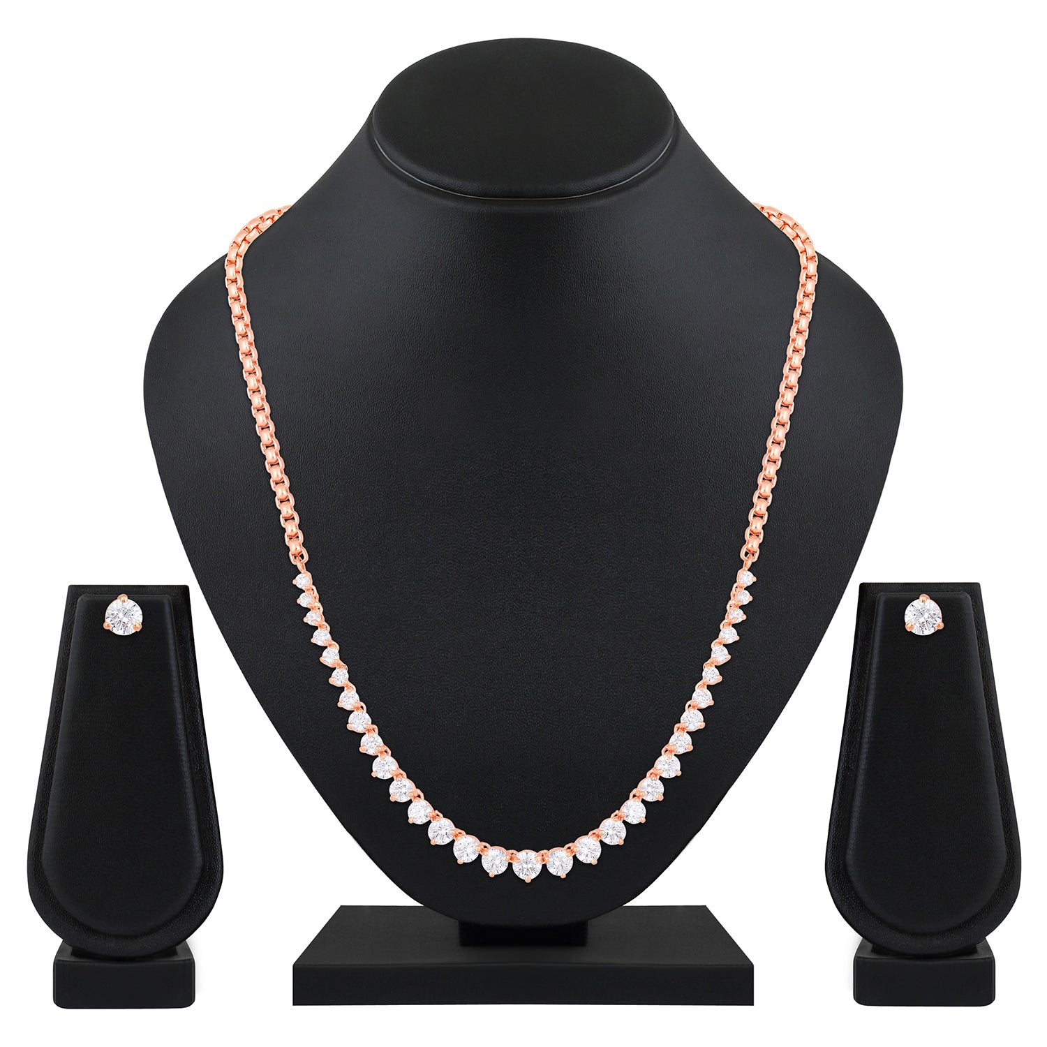 Princess Cut Premium Cubic Zirconia CZ Valentine Choker Necklace Set