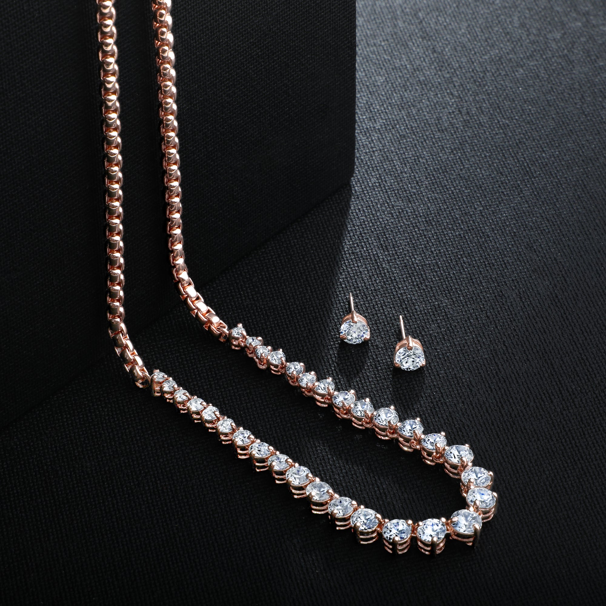 Princess Cut Premium Cubic Zirconia CZ Valentine Choker Necklace Set