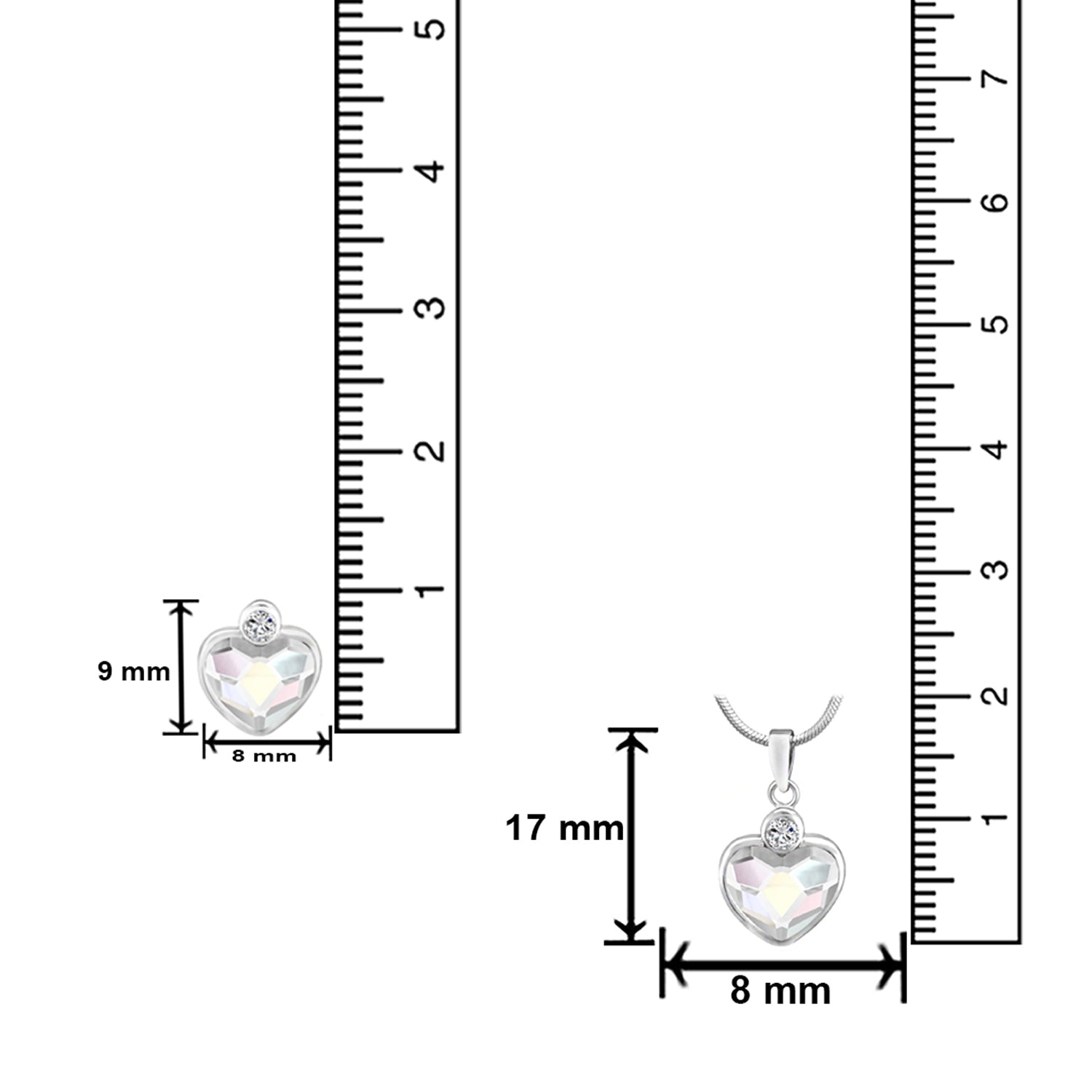 Valentine Gift Fushia Purple Heart Pendant Set with Cubic Zirconias