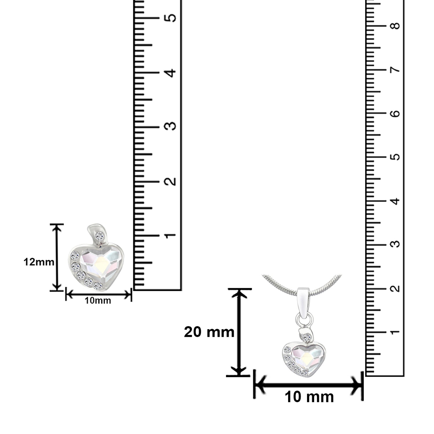 Valentine Gift Fushia Purple Heart Pendant Set with Cubic Zirconias