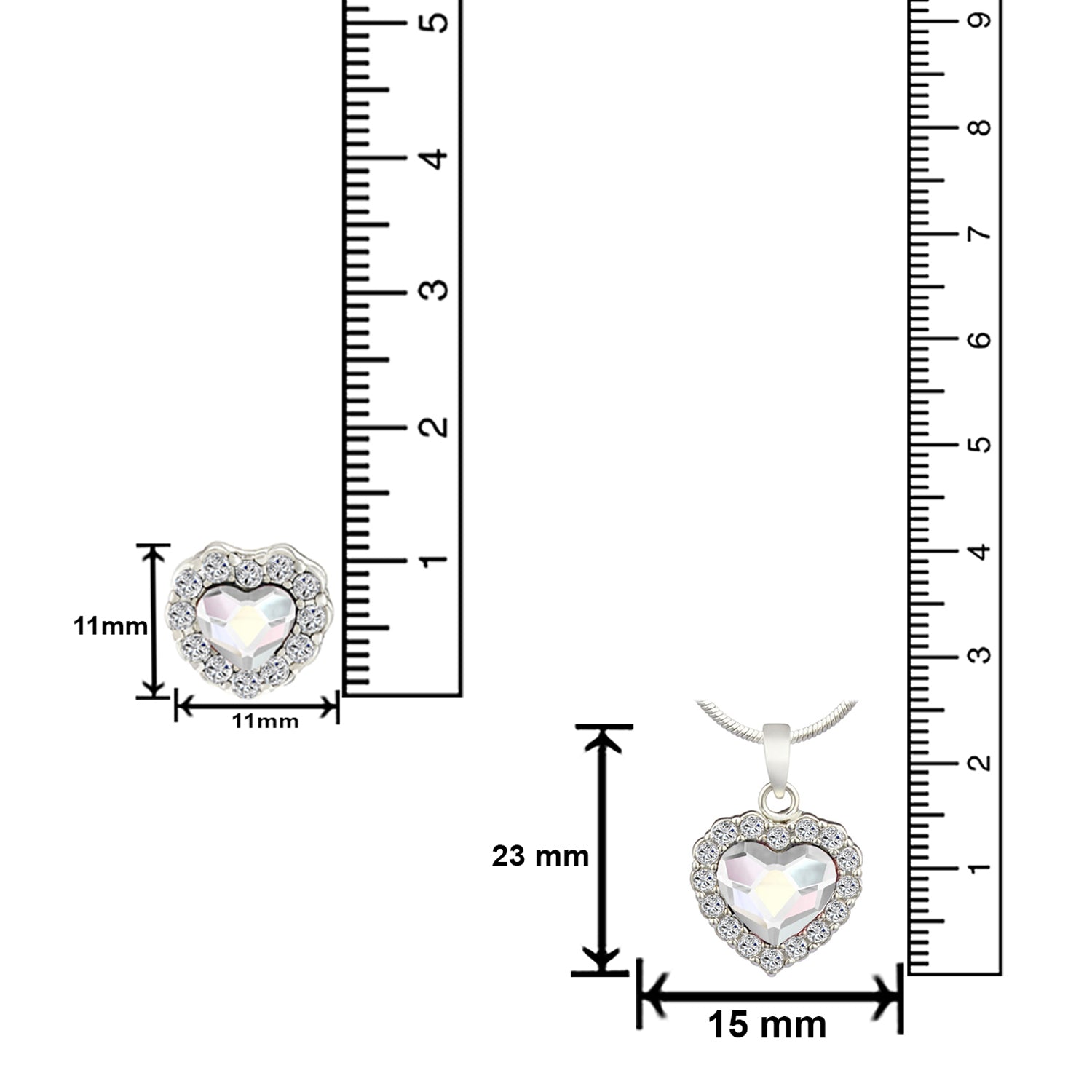 Valentine Gift Fushia Purple Heart Pendant Set with Cubic Zirconias