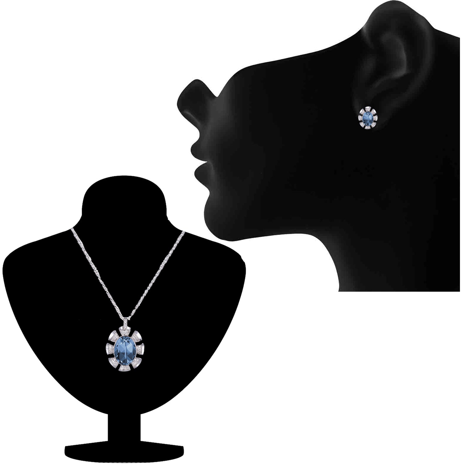 Valentine collection Montana Blue Solitaire Cubic Zirconia Pendant set