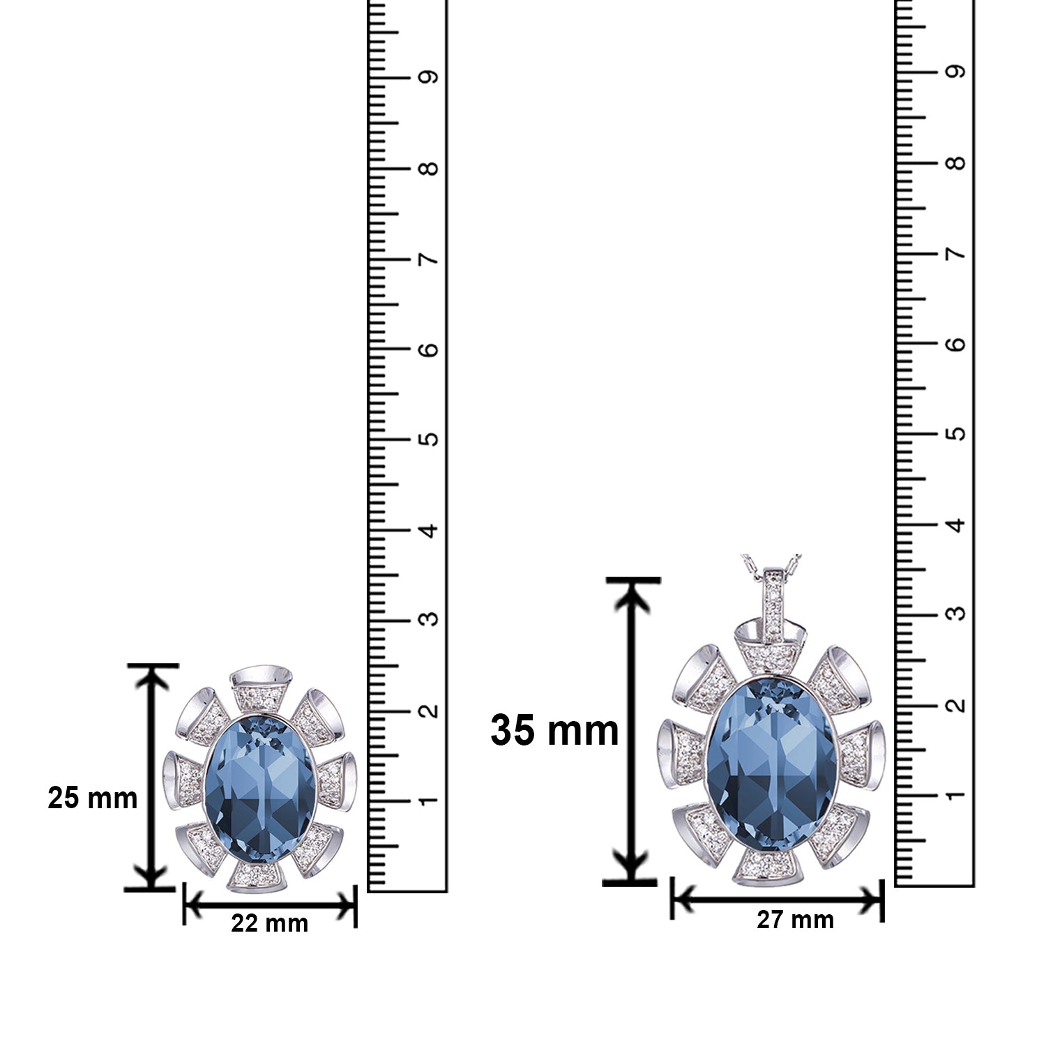 Valentine collection Montana Blue Solitaire Cubic Zirconia Pendant set