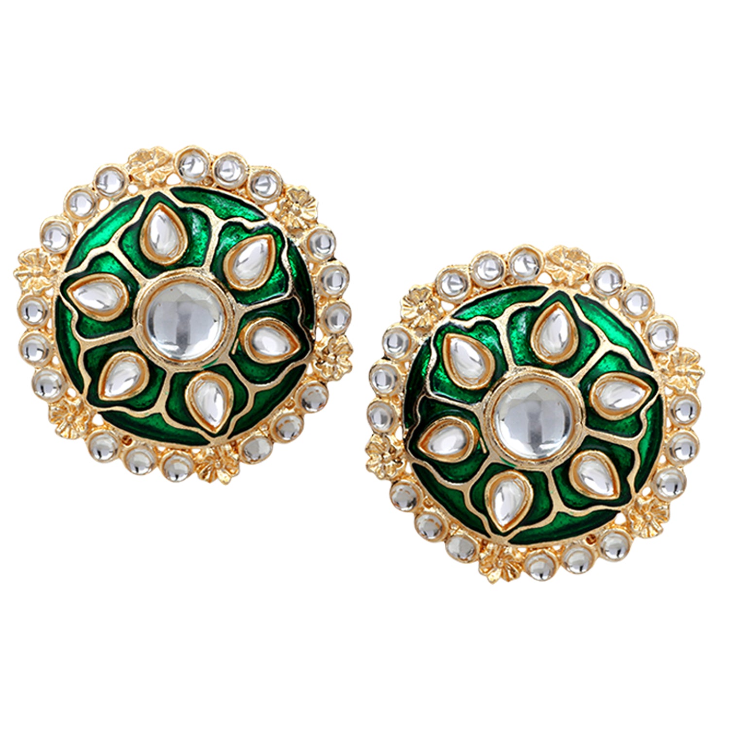 Green Meena Enamel Traditional Ethnic Choker Necklace Set