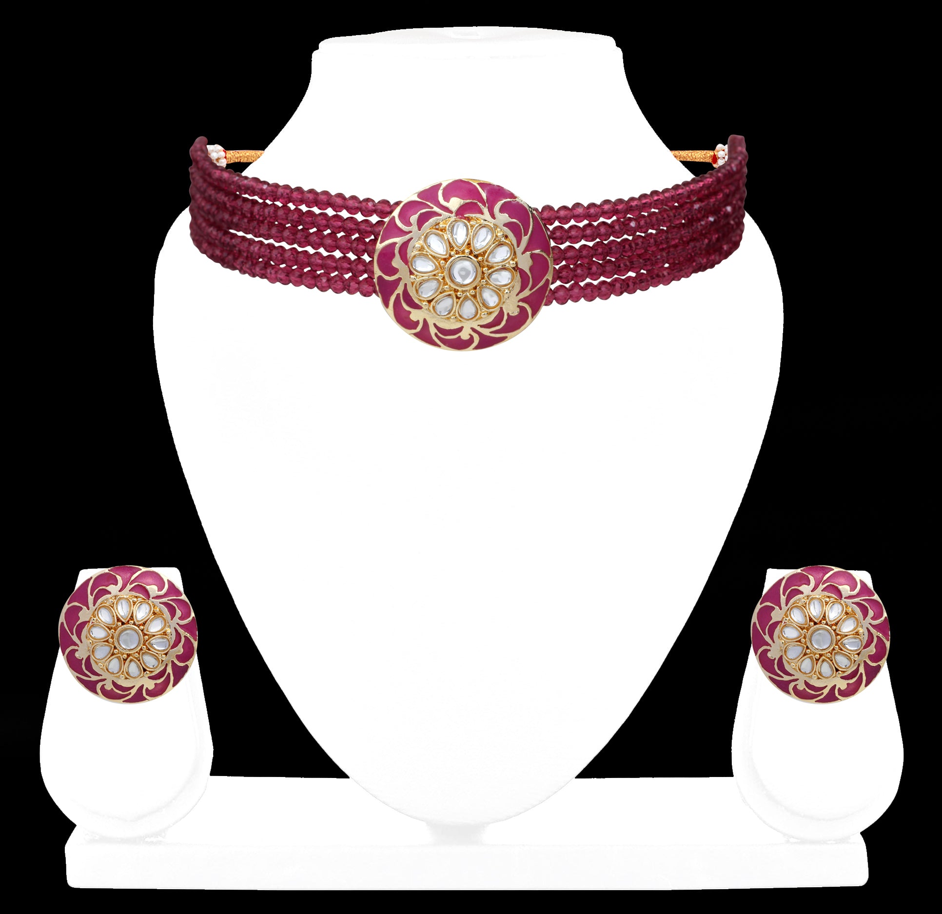 Green Meena Enamel Traditional Ethnic Choker Necklace Set