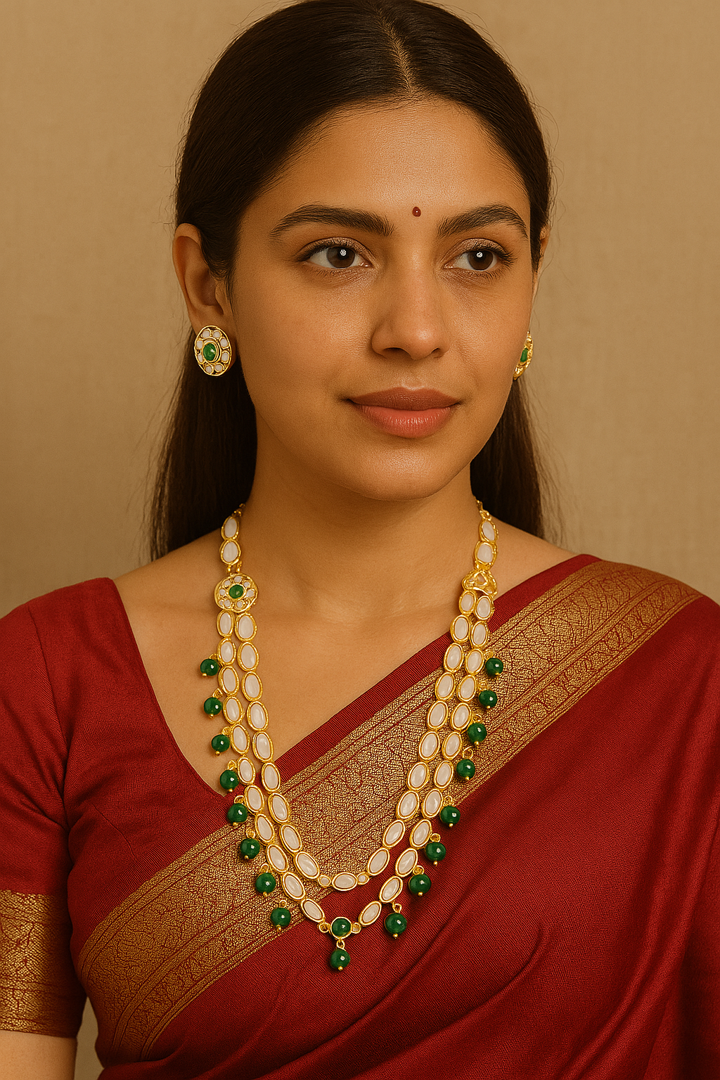 Multi Strand Ethnic Kundan Necklace Set