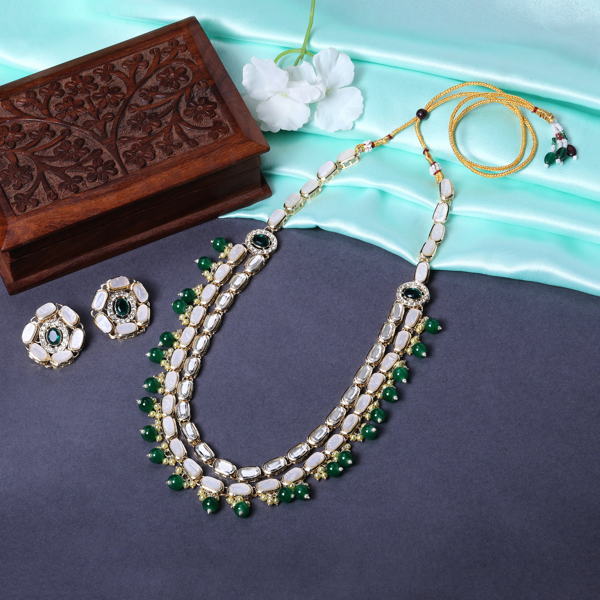 Multi Strand Ethnic Kundan Necklace Set