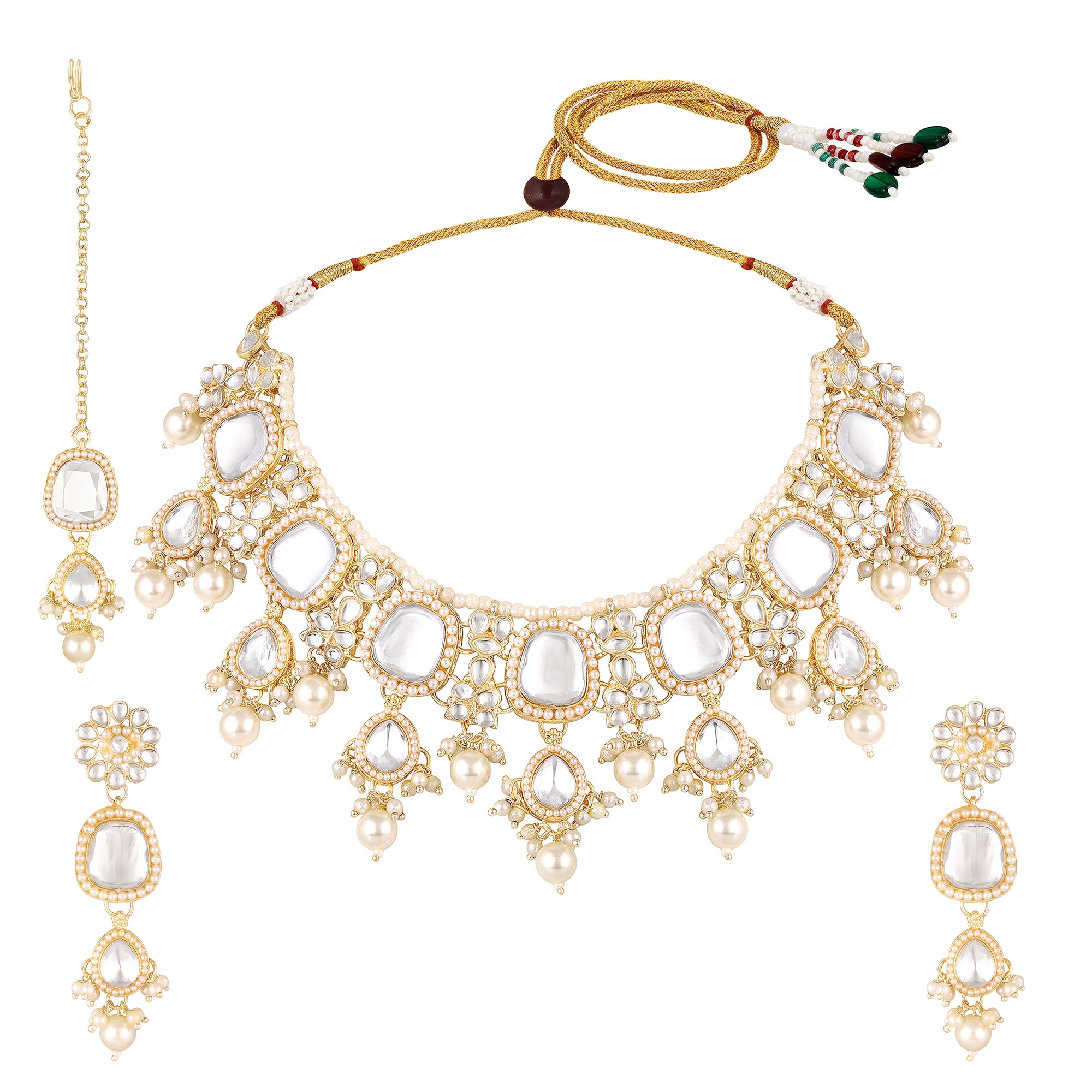 Gold Tone Traditional Choker Jewellery Set