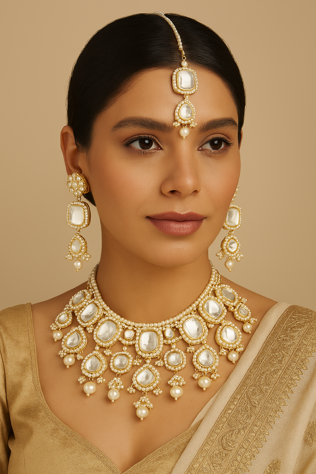 Gold Tone Traditional Choker Jewellery Set