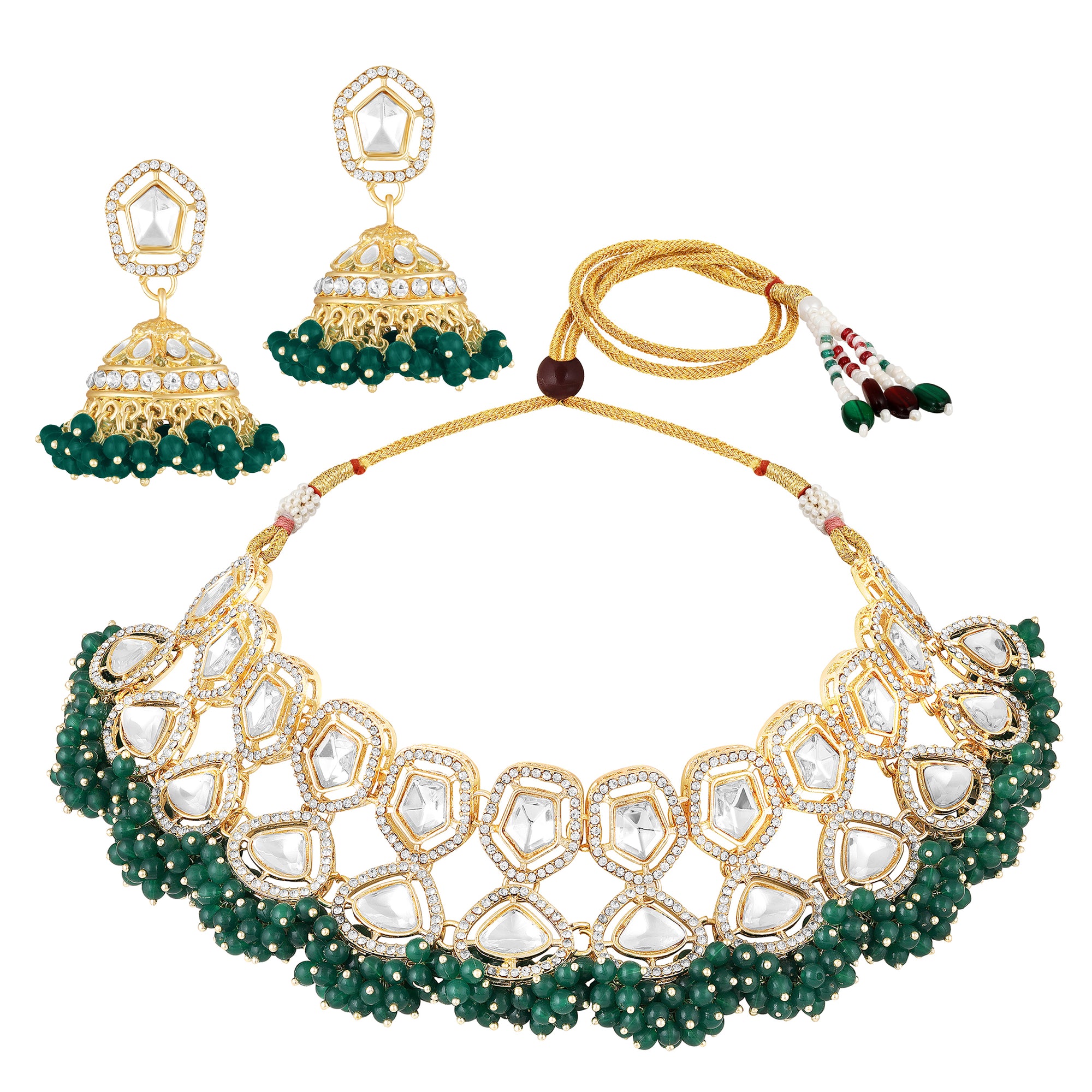 Traditioal Wedding Bridal Choker Necklace and Jhumka Earrings