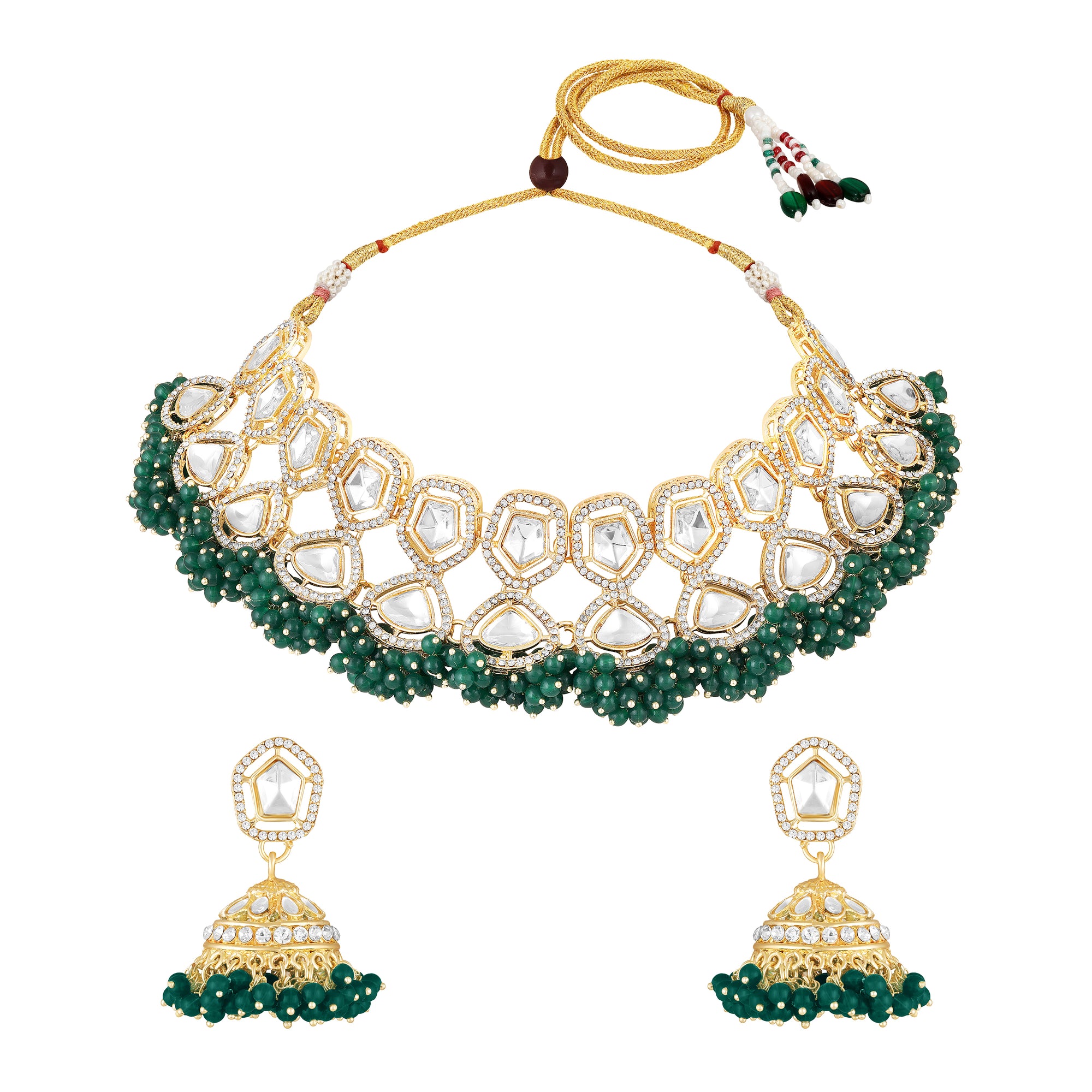 Traditioal Wedding Bridal Choker Necklace and Jhumka Earrings