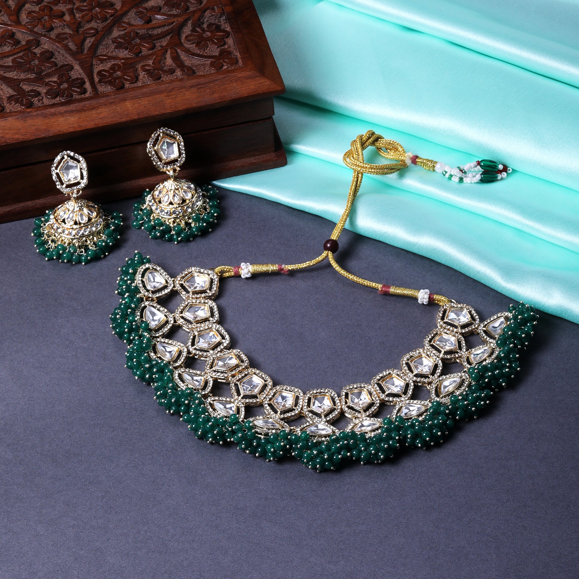 Traditioal Wedding Bridal Choker Necklace and Jhumka Earrings