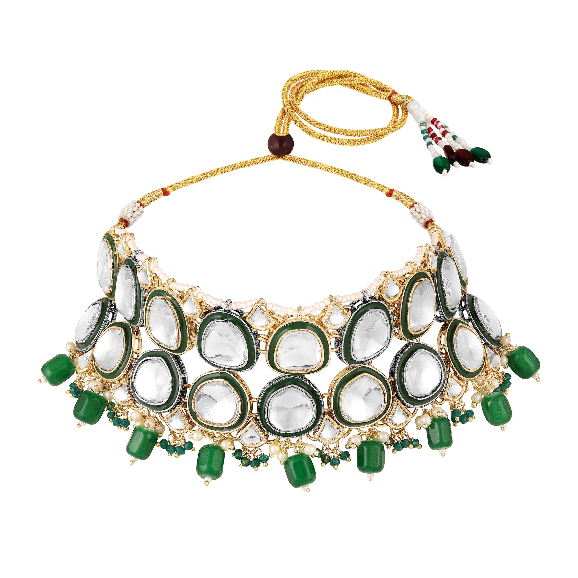 Multi Layerd Kundan Jewellery Set with Meena Enamel