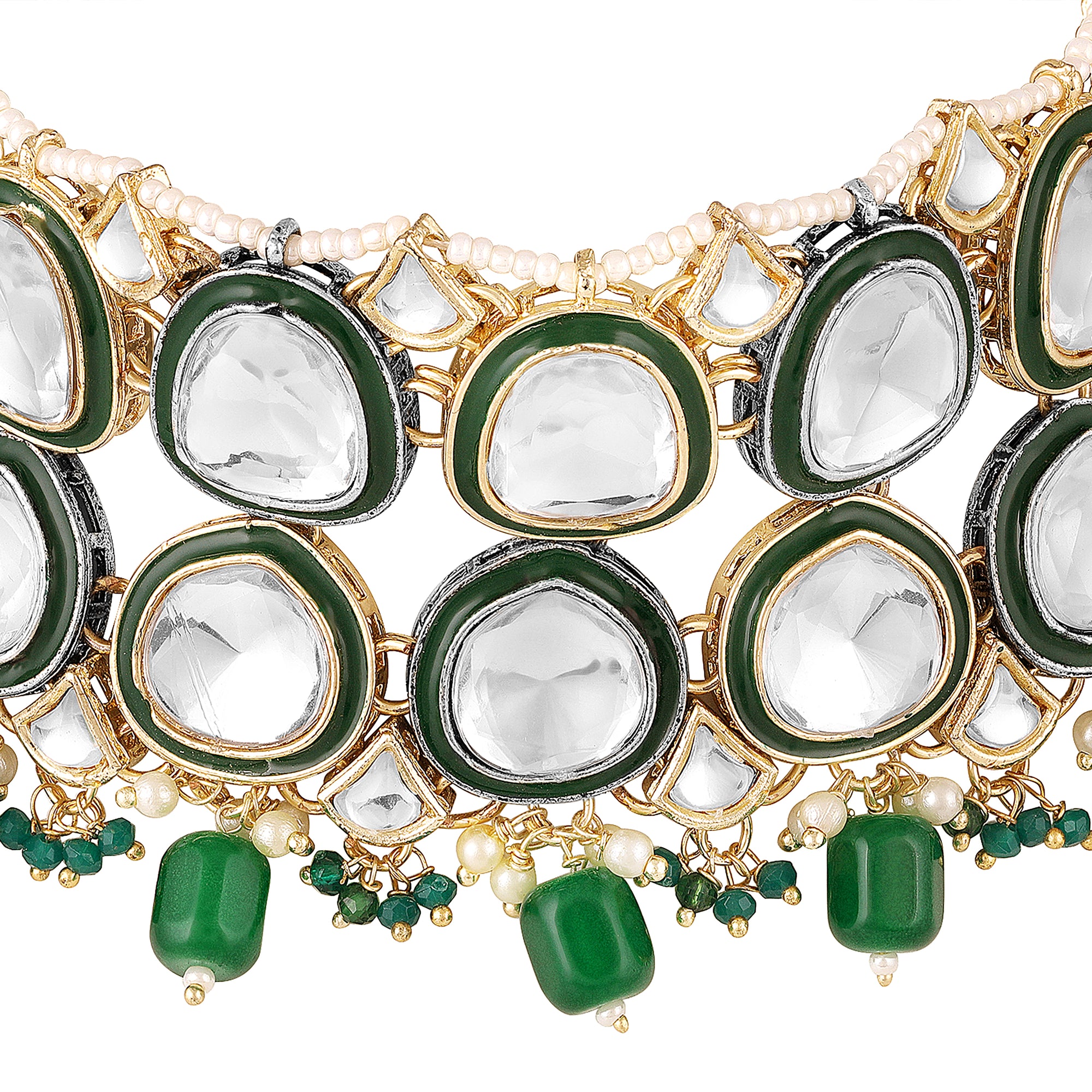 Multi Layerd Kundan Jewellery Set with Meena Enamel
