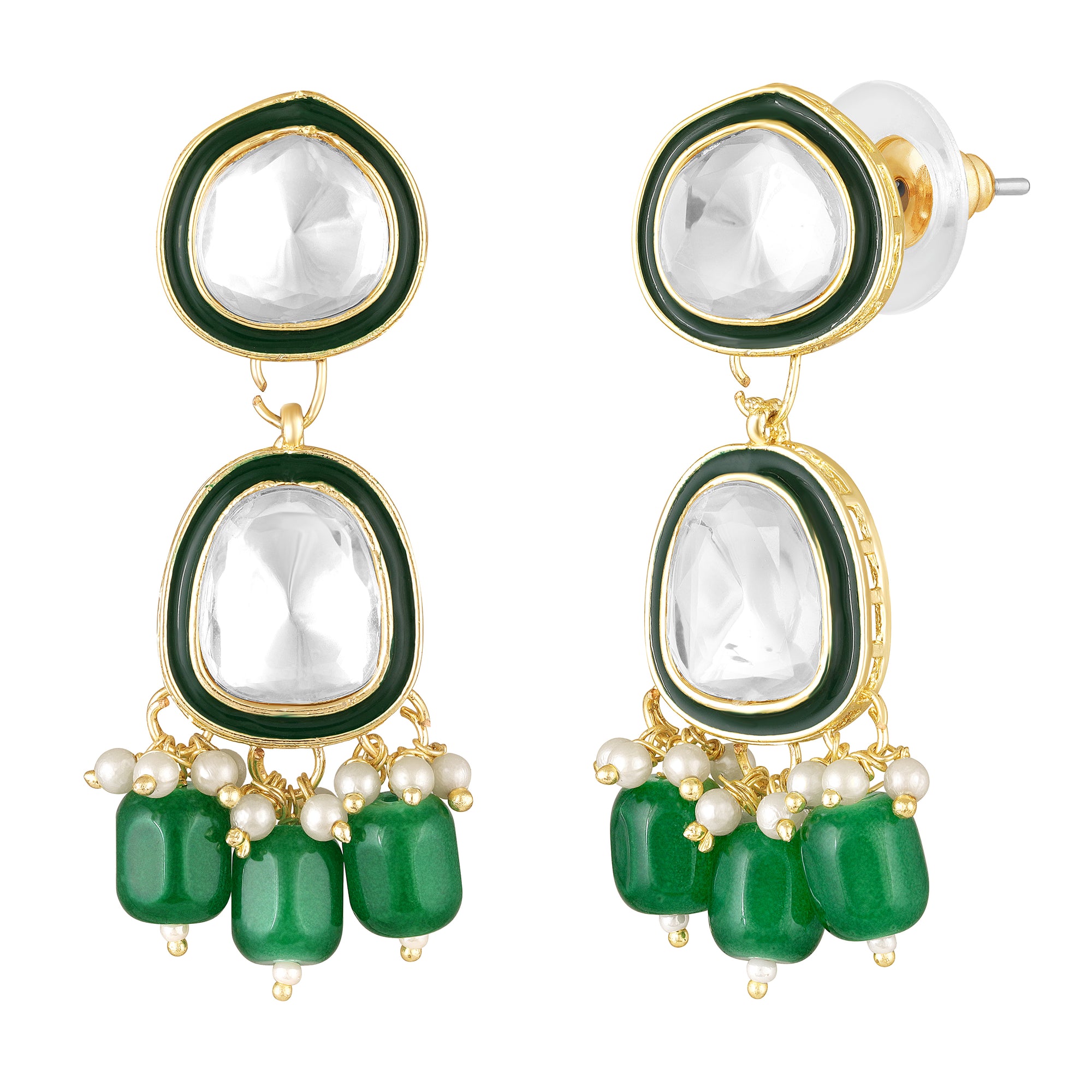 Multi Layerd Kundan Jewellery Set with Meena Enamel