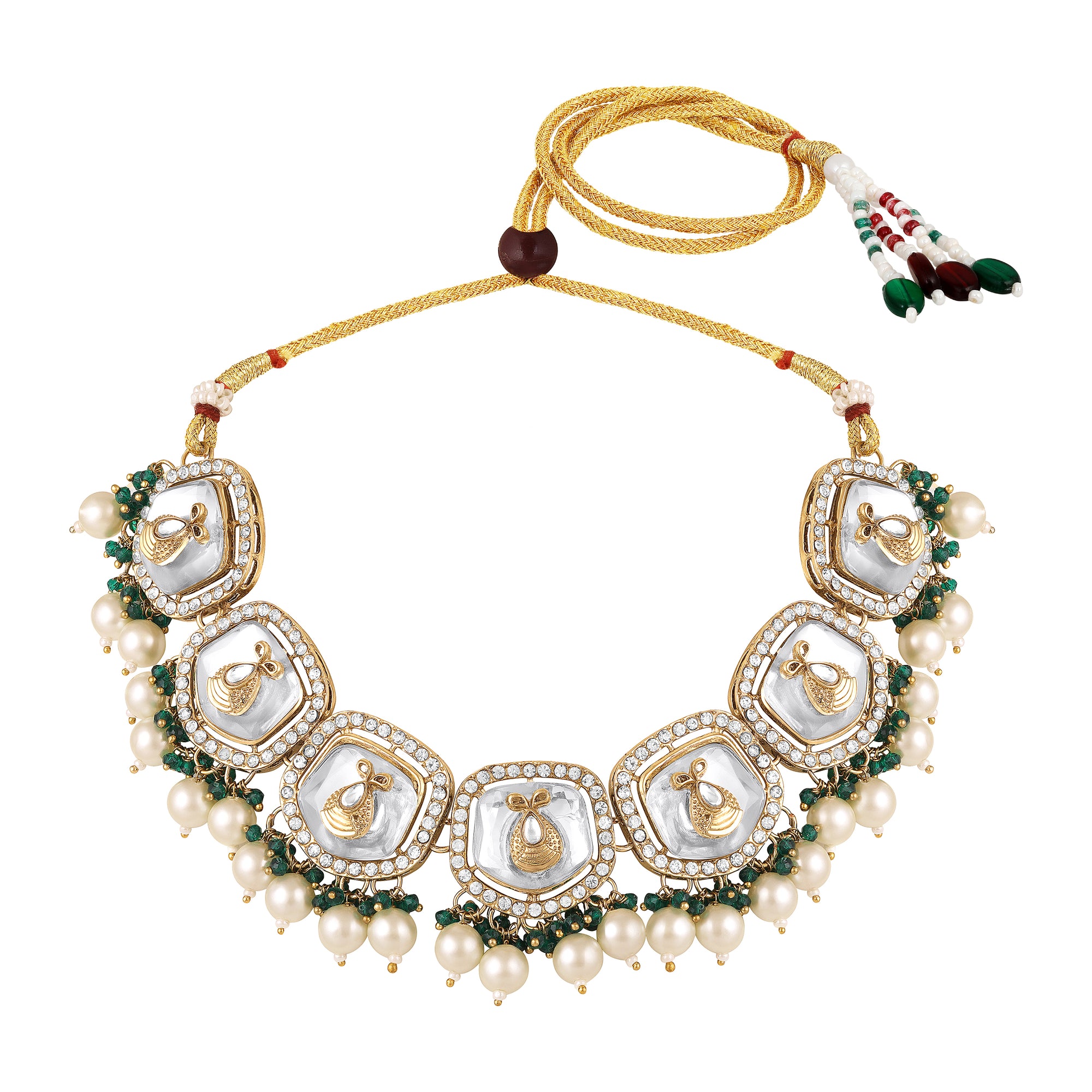 Wedding Wear Traditional Kundan Necklace Set with Mang Tikka