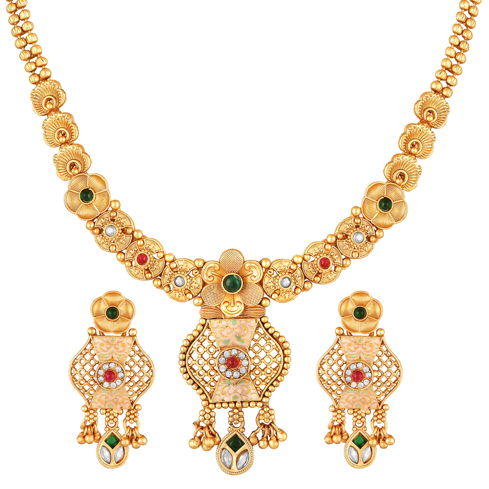 Traditional Indian Wedding Jewellery with Kundan Meenakari Enamel