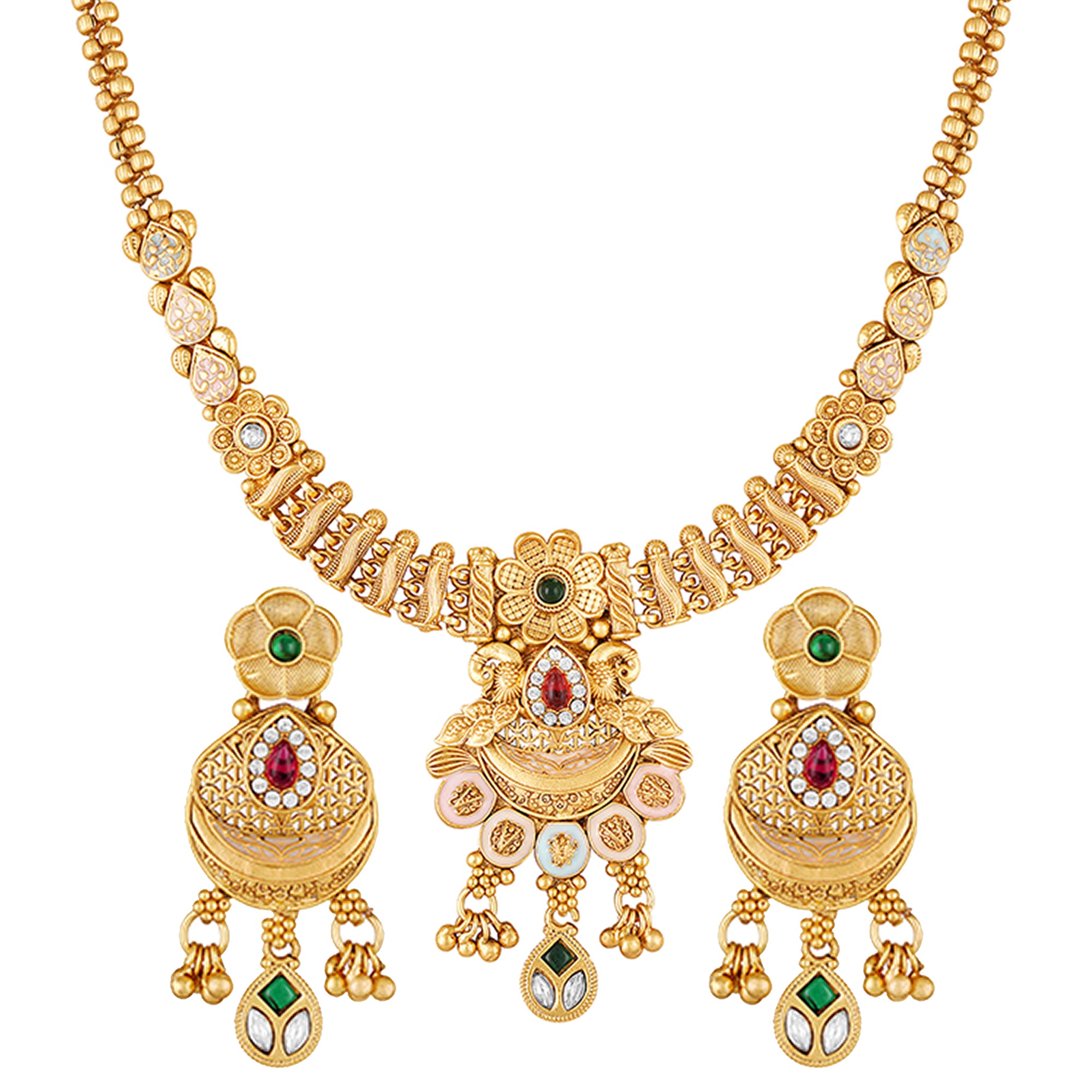 Kundan and Meenakari Enamel Traditional Indian Wedding Jewellery