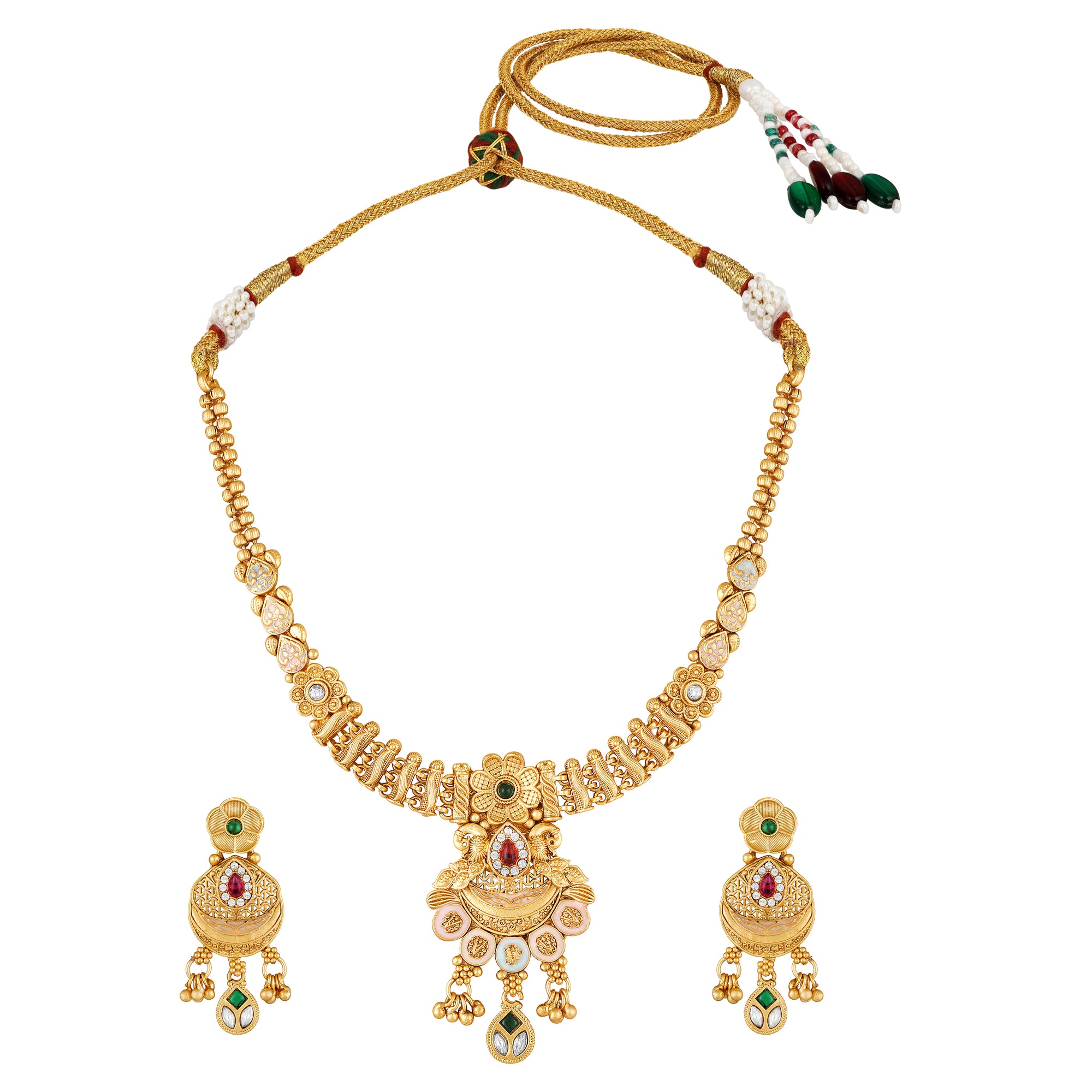 Kundan and Meenakari Enamel Traditional Indian Wedding Jewellery